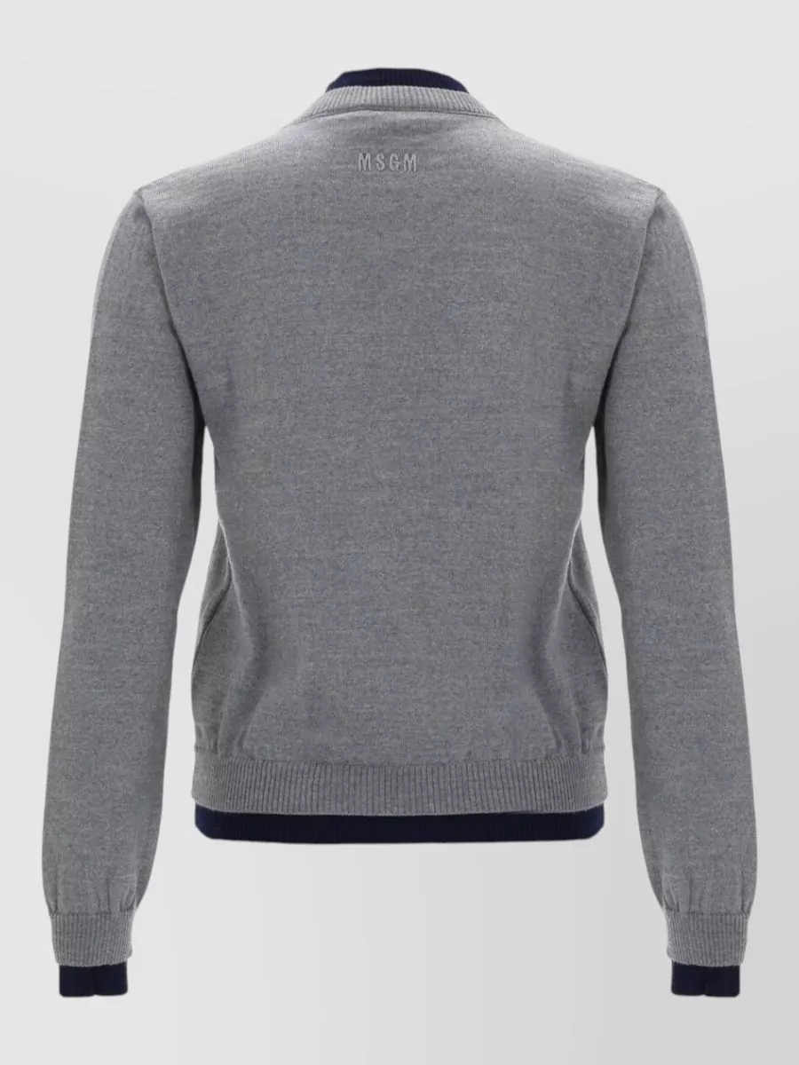 Msgm Top Contrast Trim And Ribbed Cuffs
