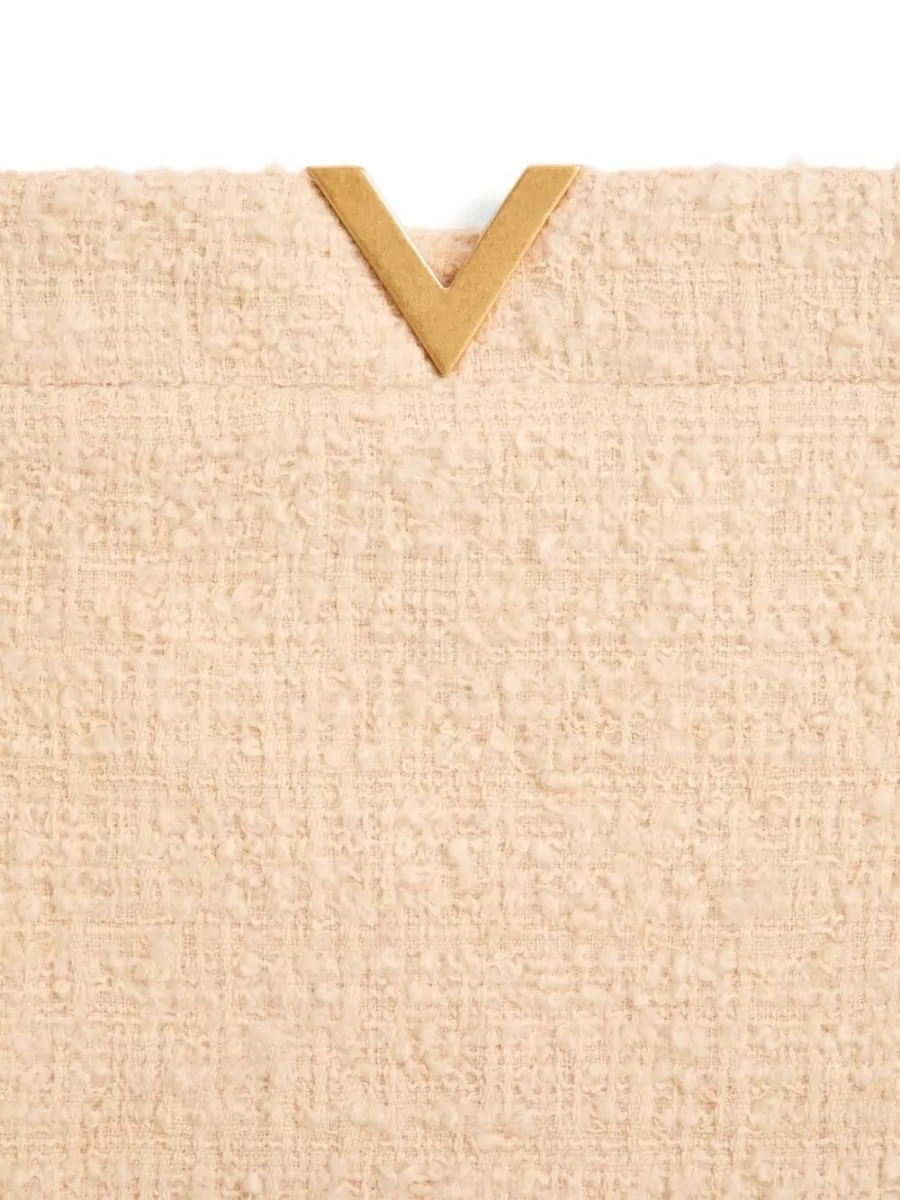 Valentino Vlogo Signature Wool Skirt Textured V Detail