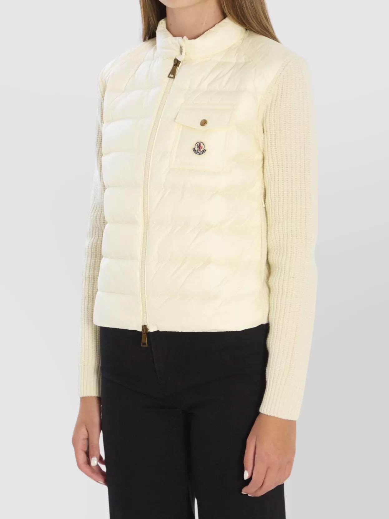 Moncler Cropped Padded Cardigan Zip Pockets