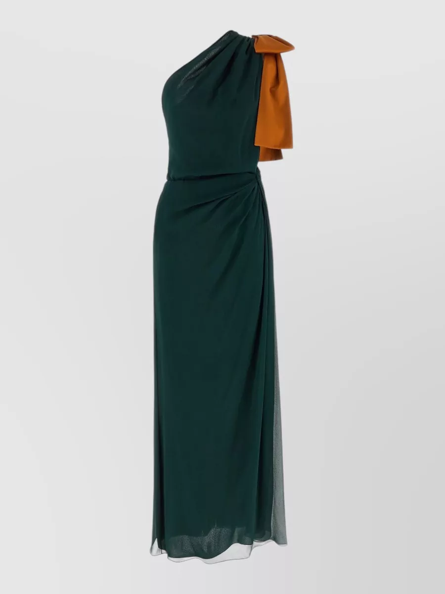 Saint Laurent Silk One-Shoulder Draped Maxi Dress