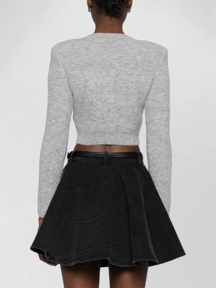 Self-Portrait Crystal-Embellished Cropped Knit Cardigan