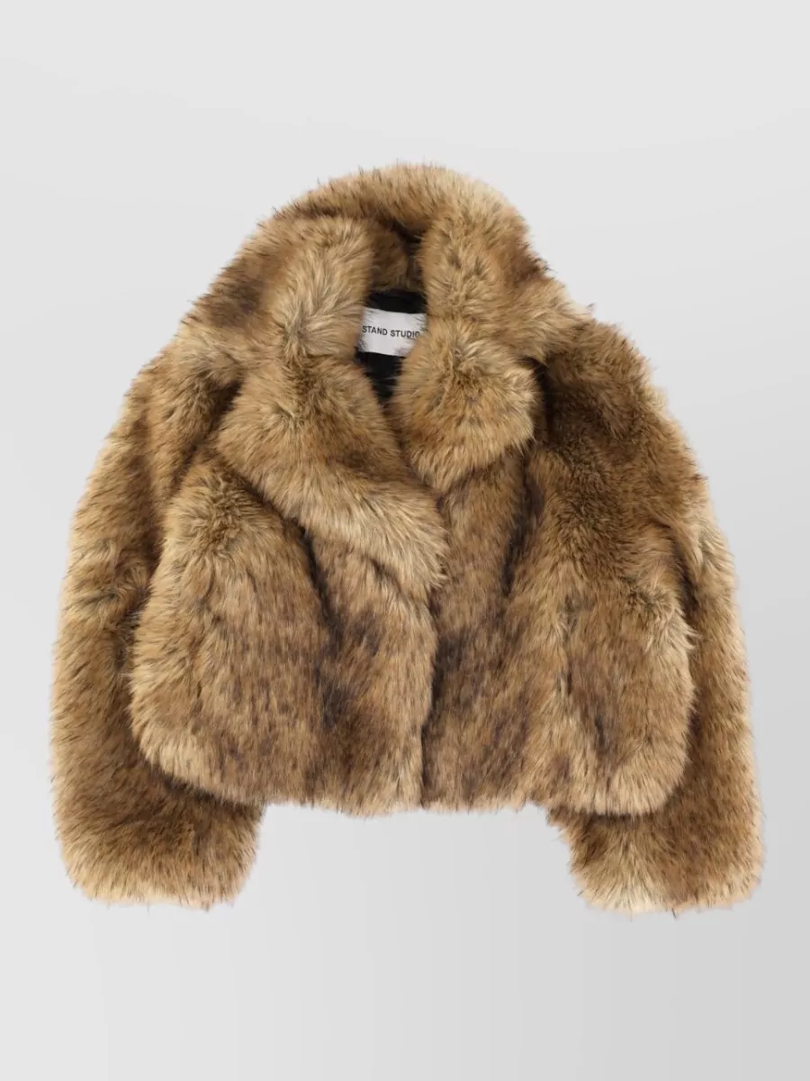 Stand Studio faux fur oversized cropped coat