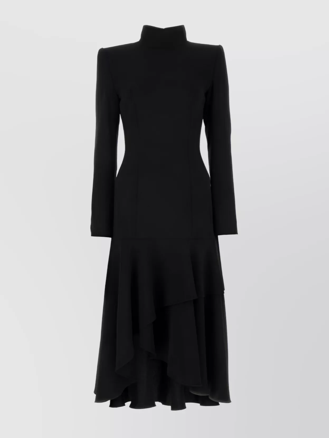 Shop Dries Van Noten Turtleneck Tiered Hem Dress In Black