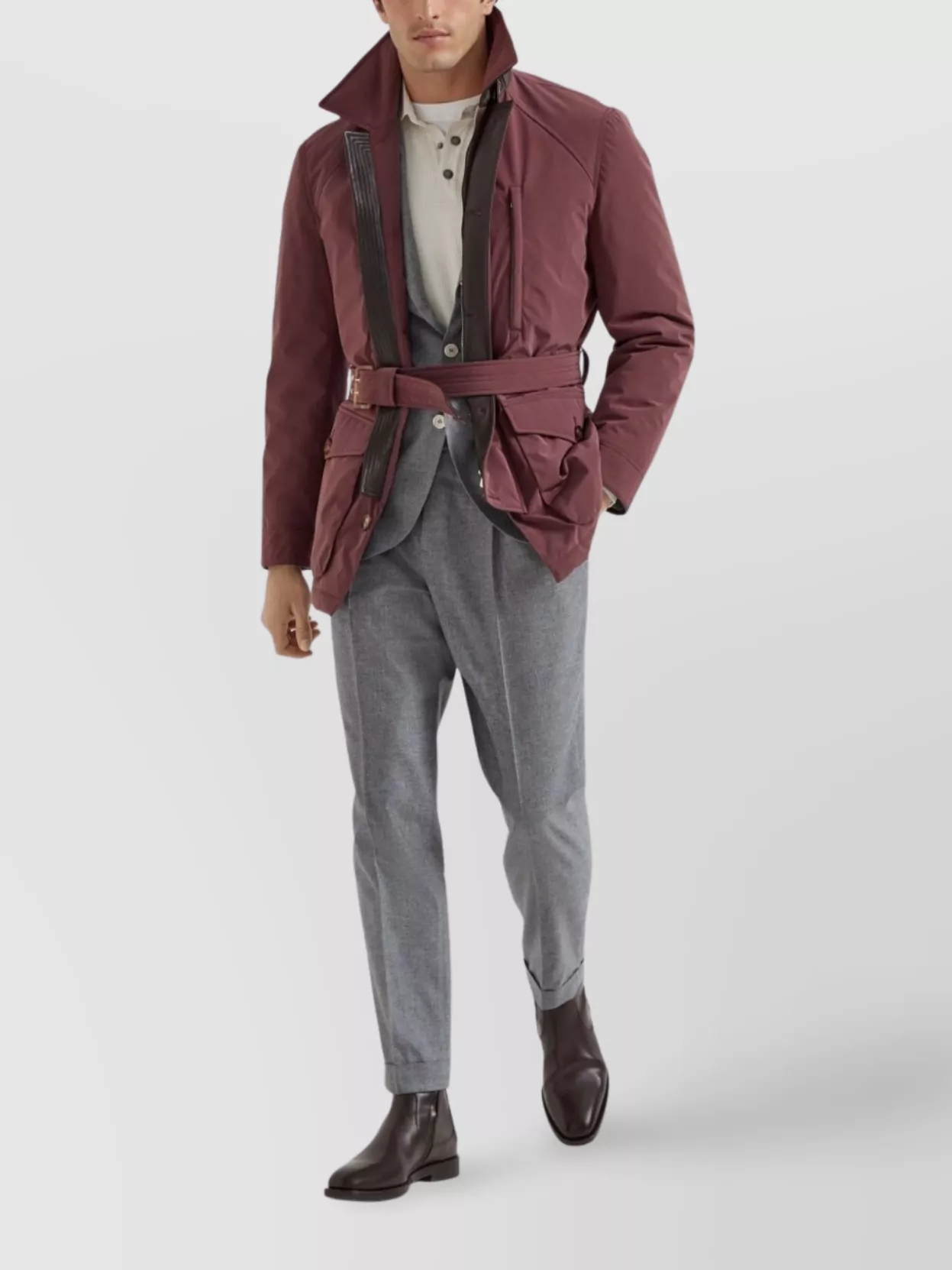 Brunello Cucinelli Long Sleeve V Neck Ribbed Sweater