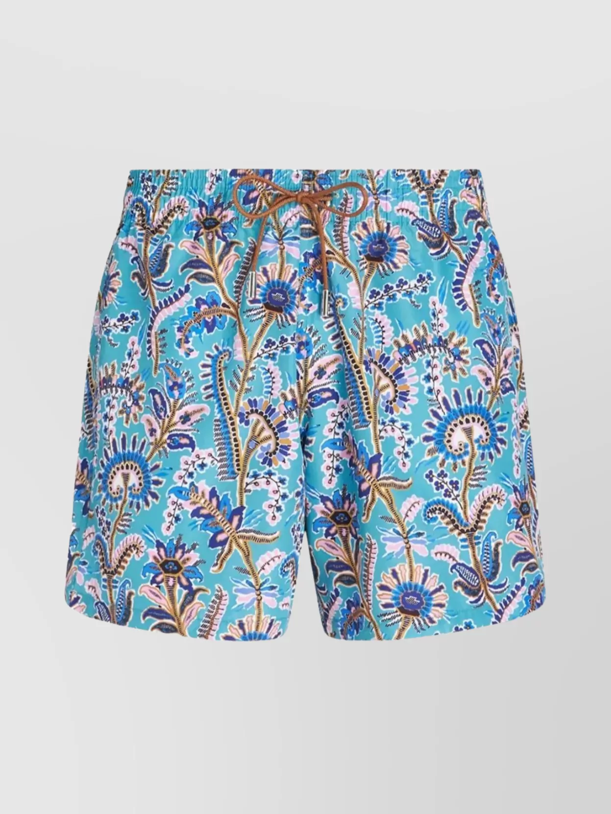 Shop Etro Floral Pattern Elastic Waistband Beach Shorts