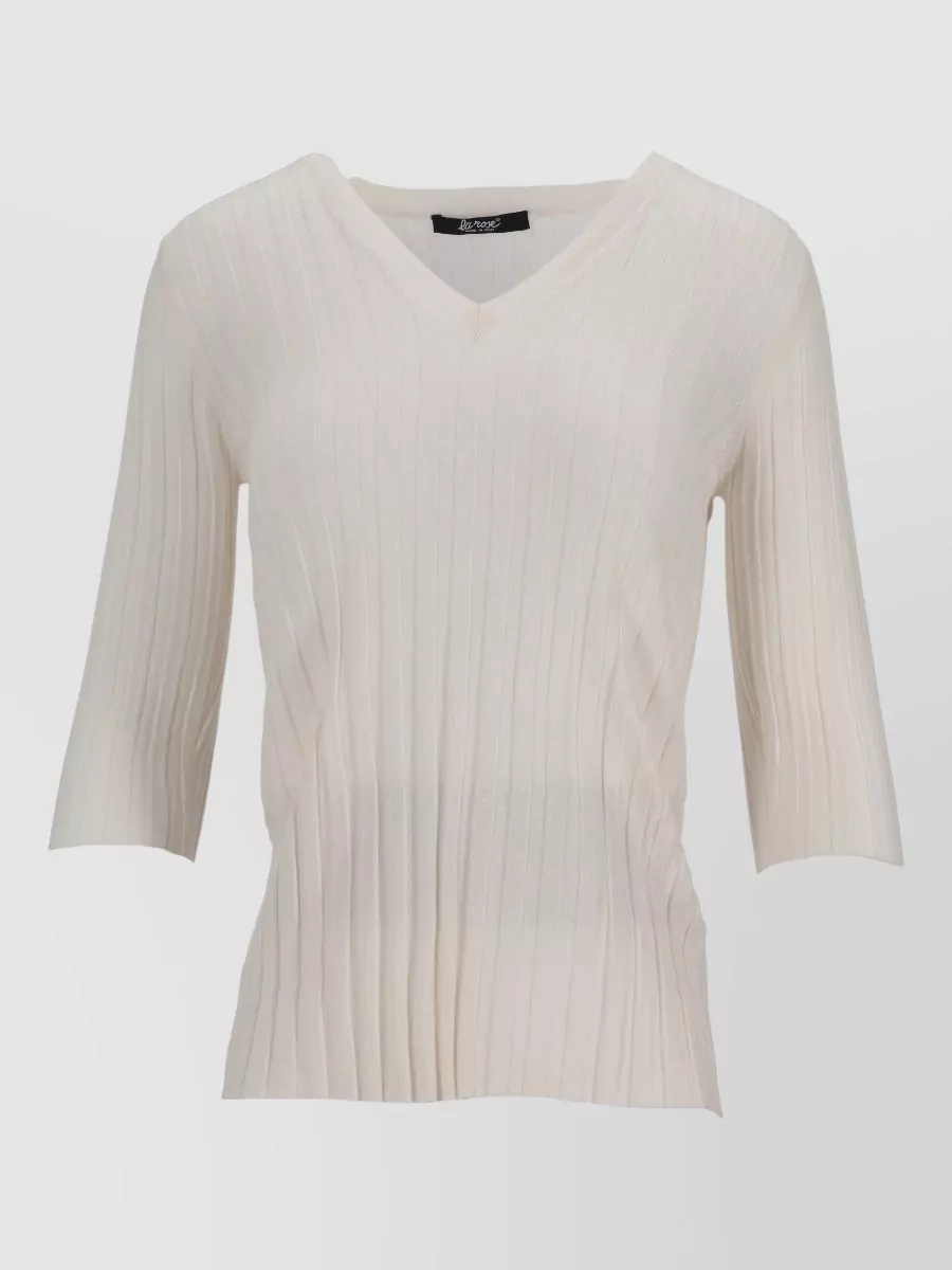 La Rose cashmere silk v-neck knitted top
