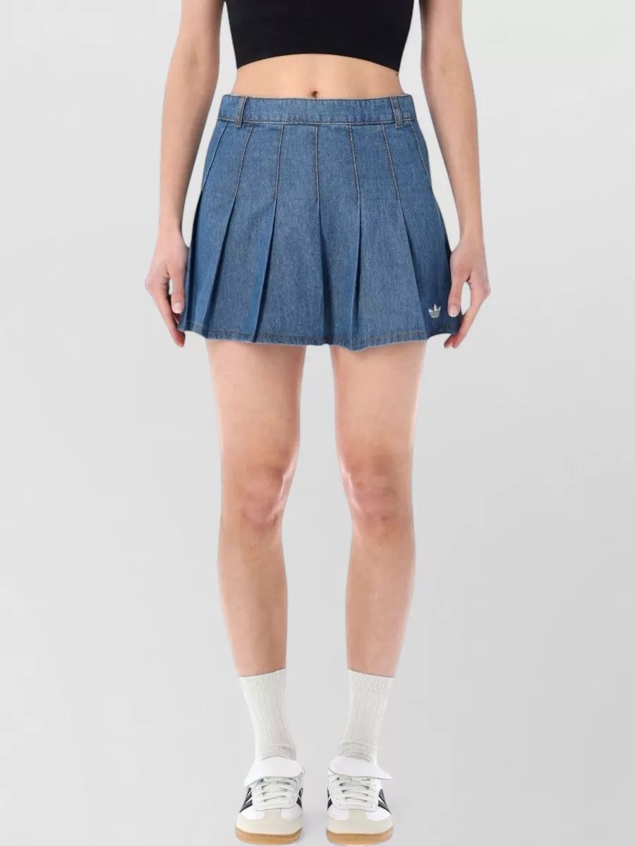Adidas Originals denim pleated mini skirt