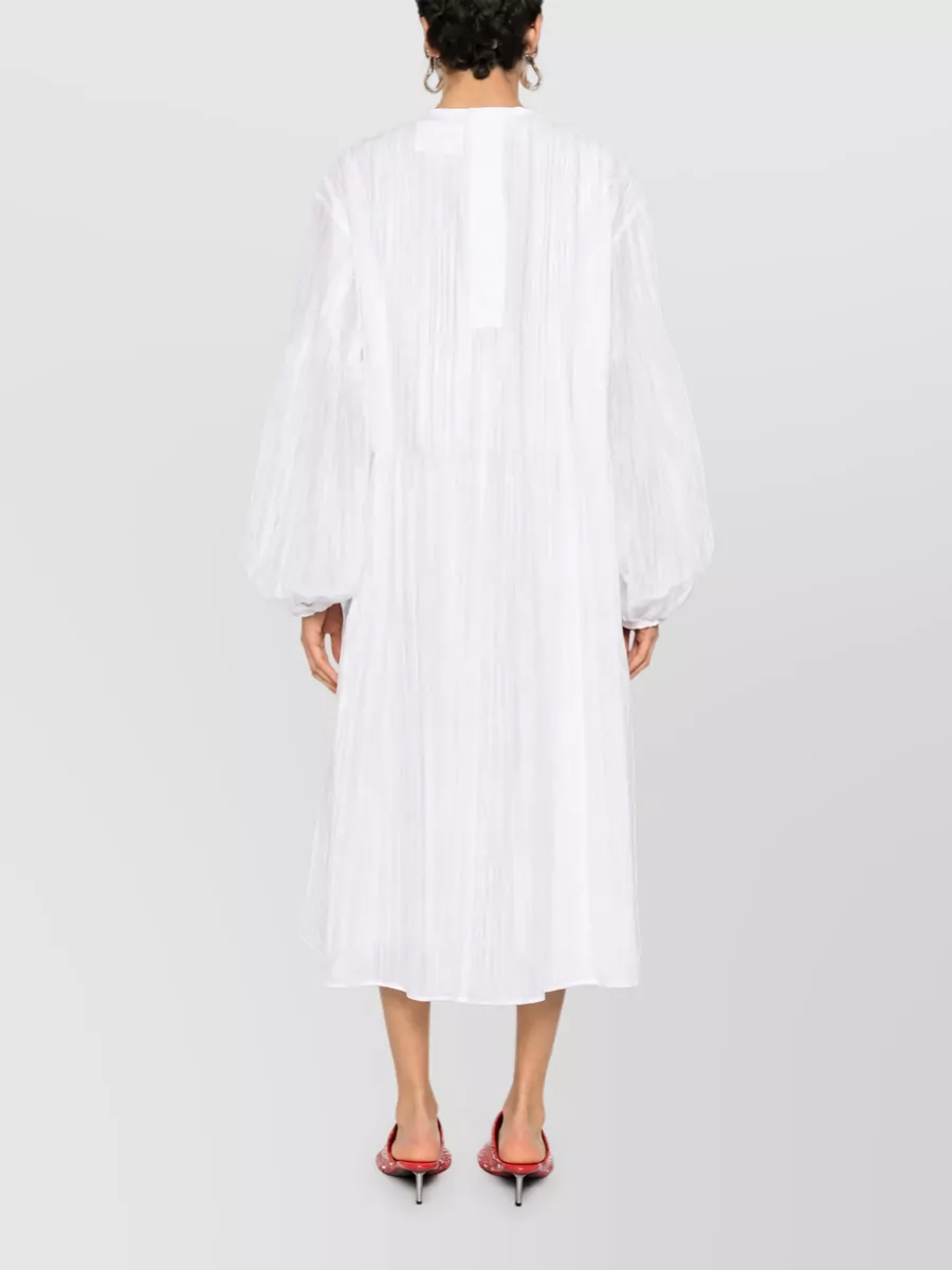 Jil Sander Pleated Cotton Midi Dress