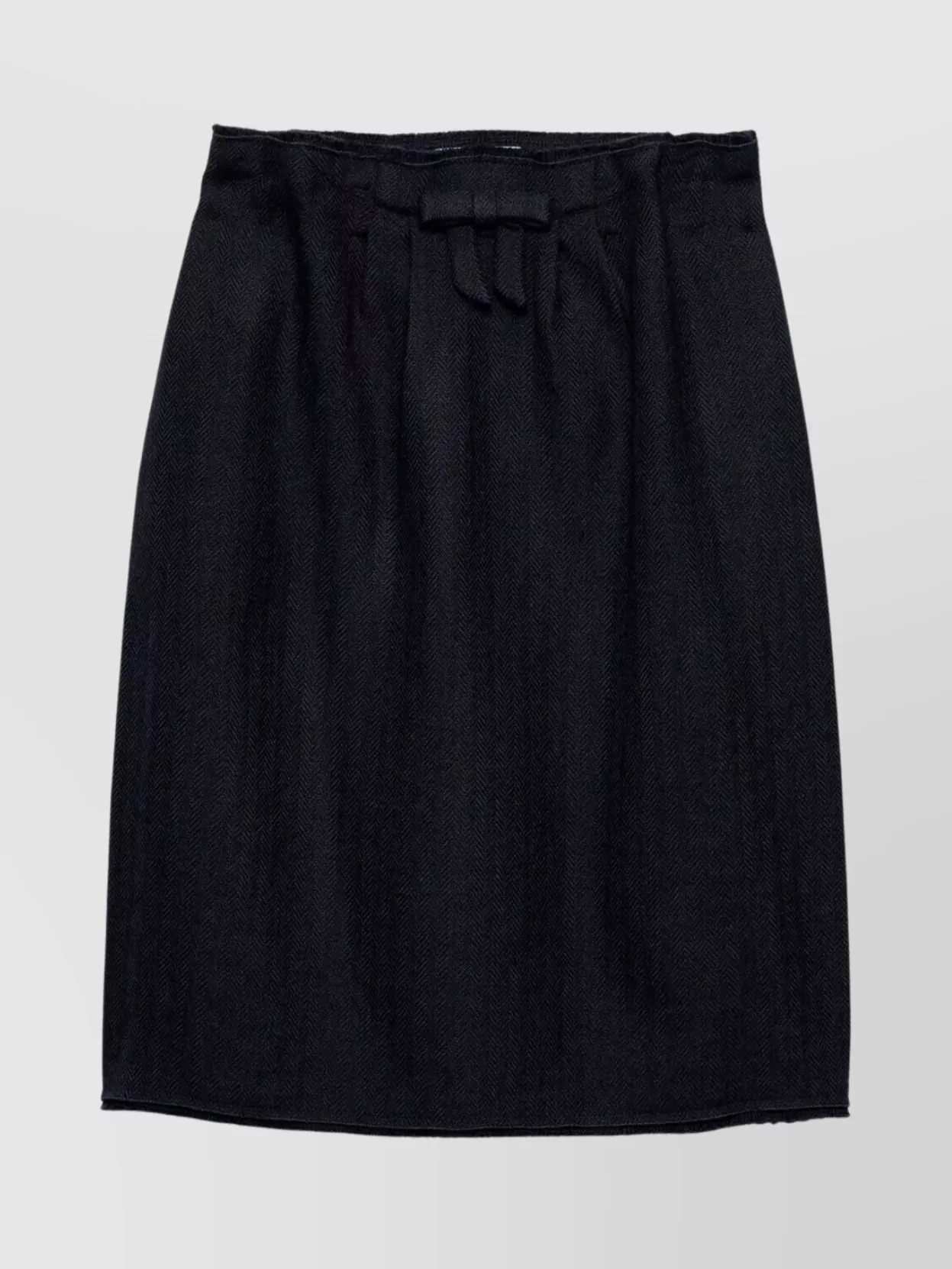Prada Wool Midi Skirt Chevron Pattern In Black