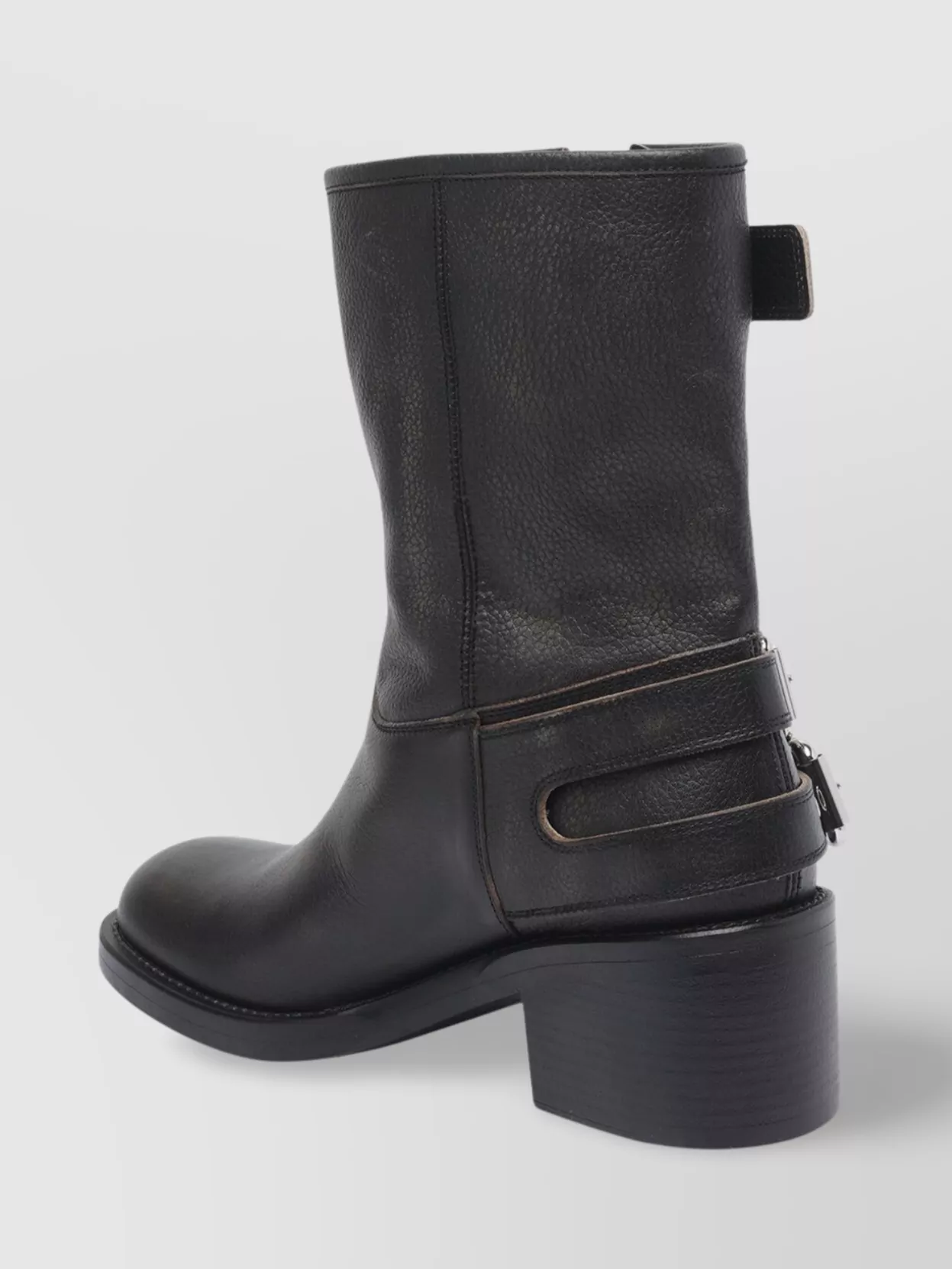 Chloé Block Heel Leather Ankle Boots