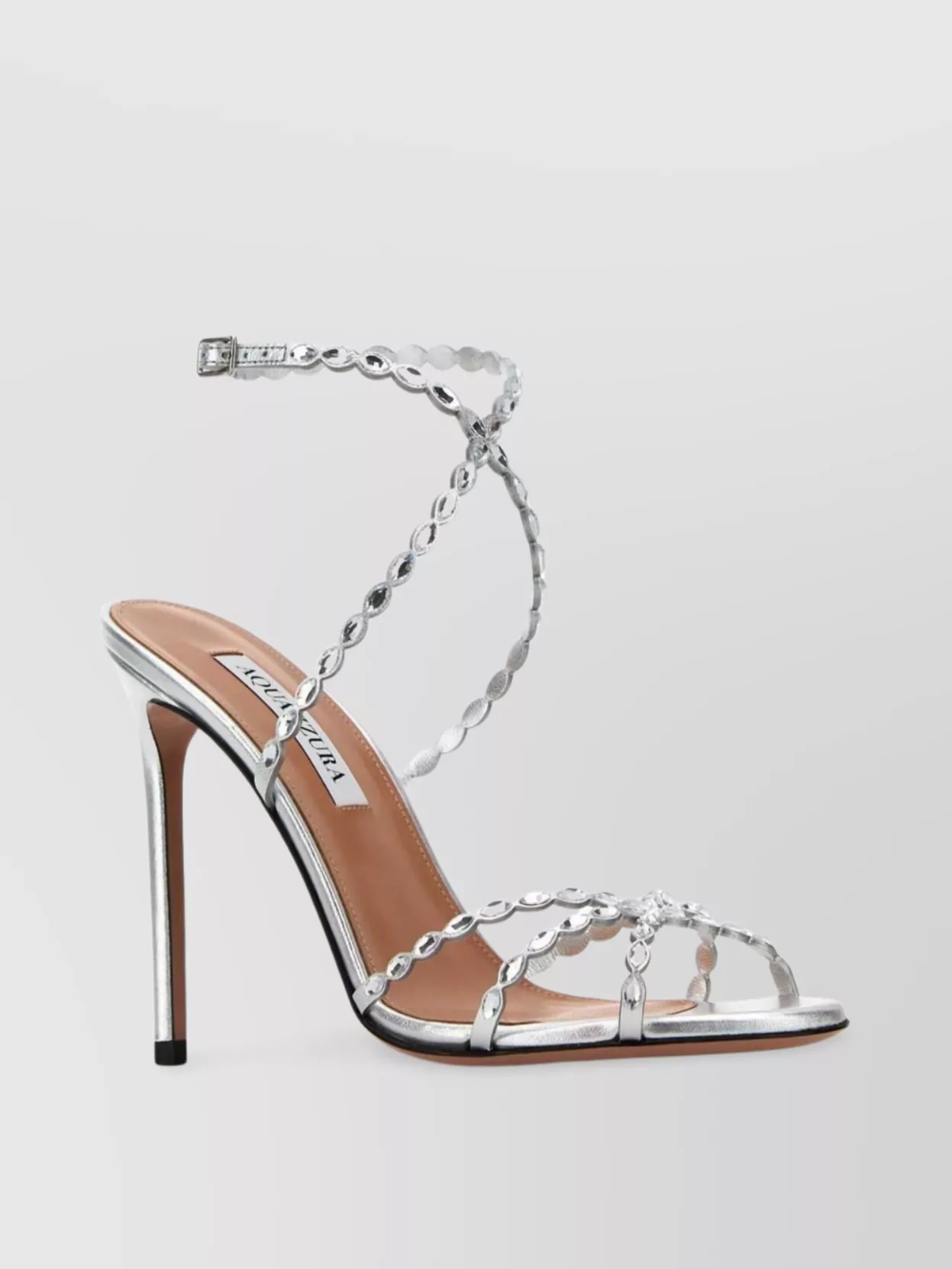 Aquazzura Heeled Sandals With Metallic Finish And Thin Straps