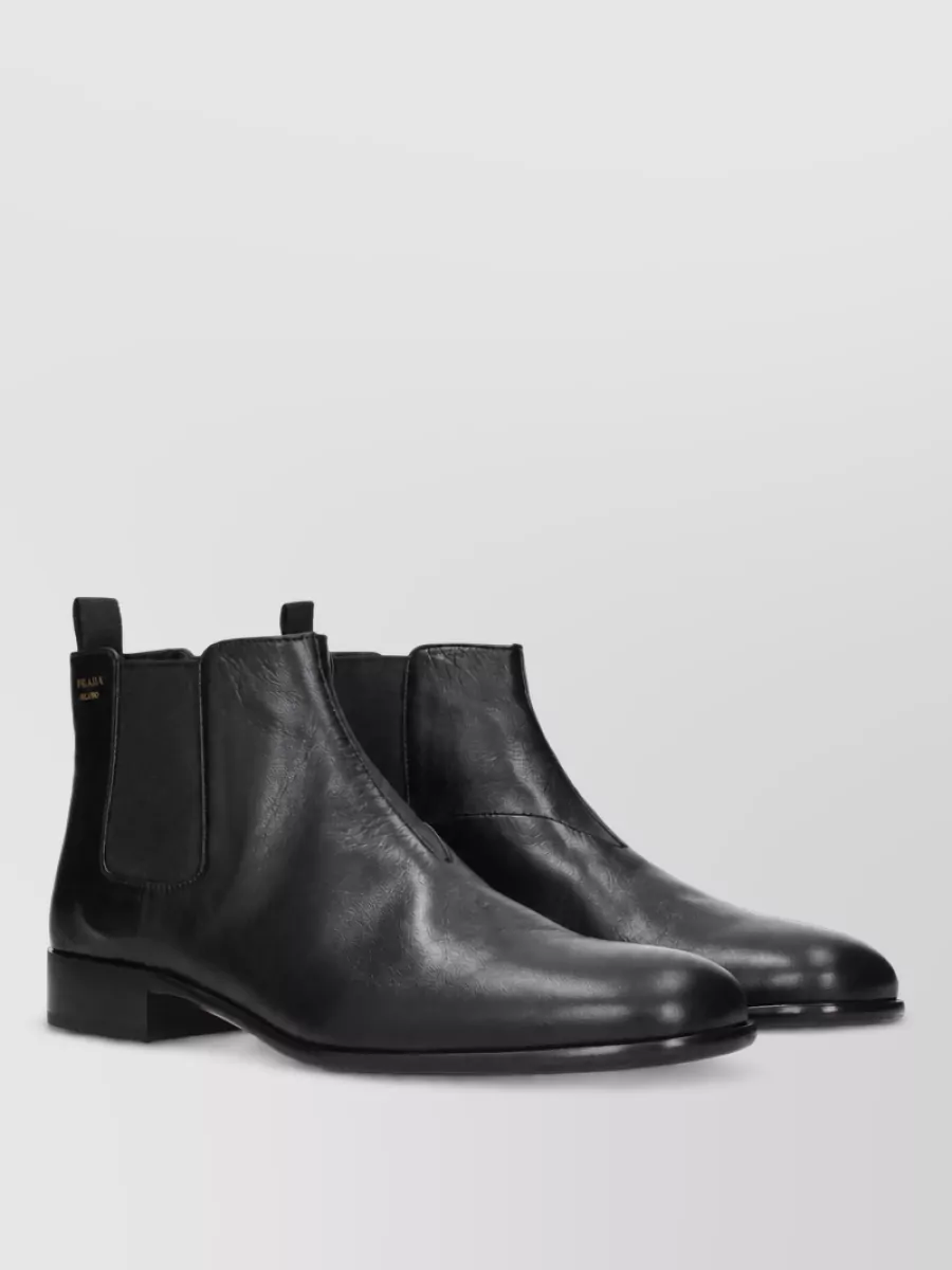 Prada Leather Lace-Up Ankle Boots