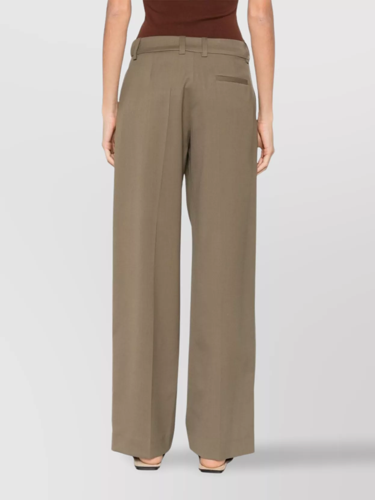 THE FRANKIE SHOP WOOL BLEND WIDE LEG TROUSERS WITH PLEATED DETAIL