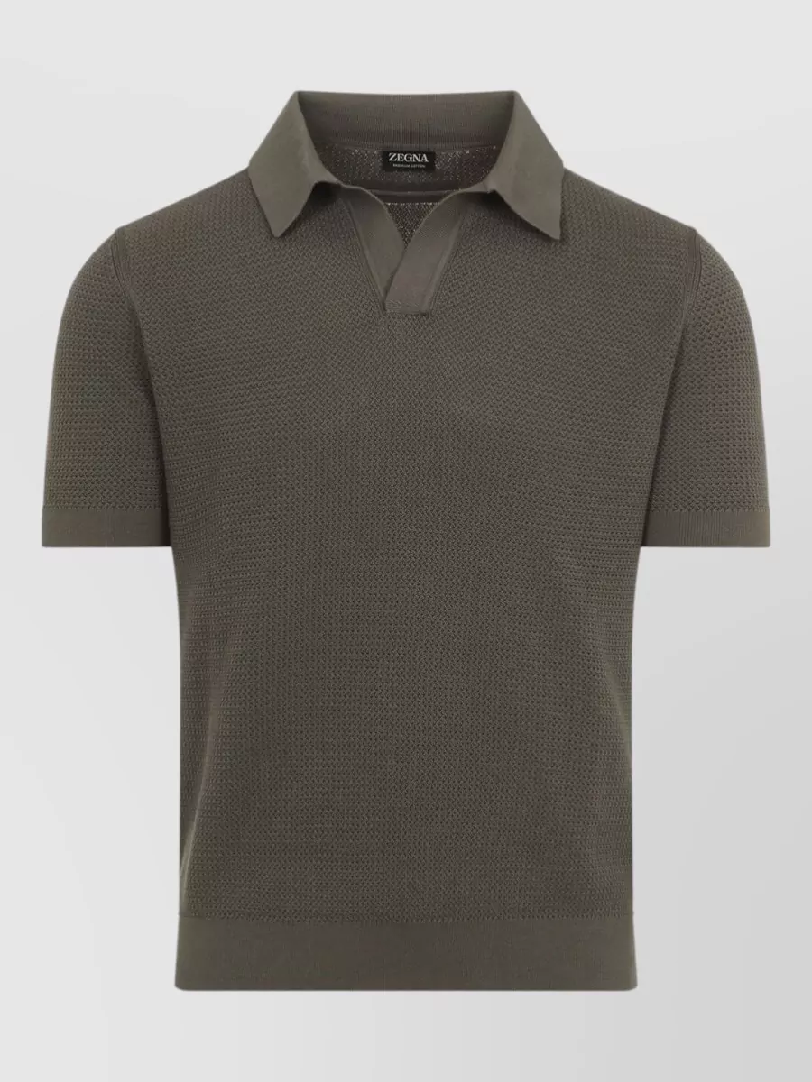 Zegna Cotton V-Neck Short-Sleeve Polo Shirt