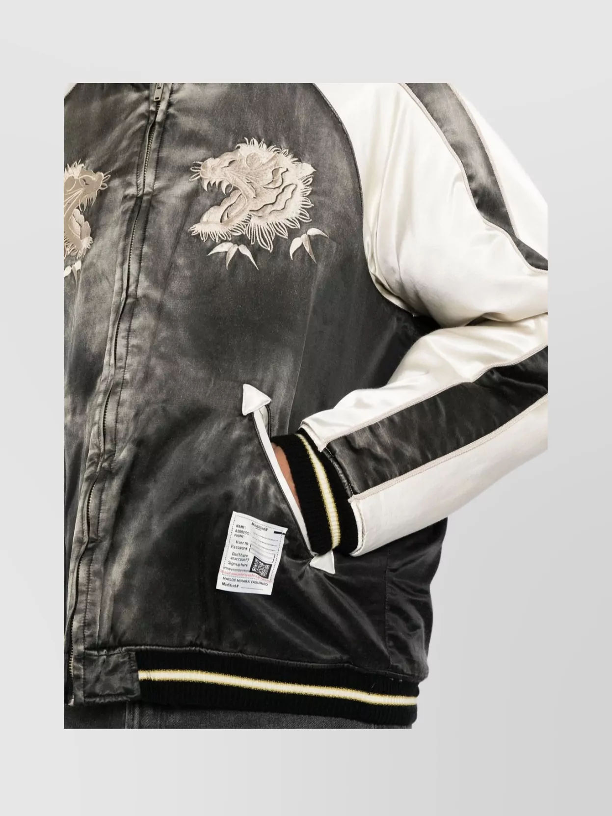 Maison Mihara Yasuhiro Embroidered Contrast Sleeve Bomber Jacket
