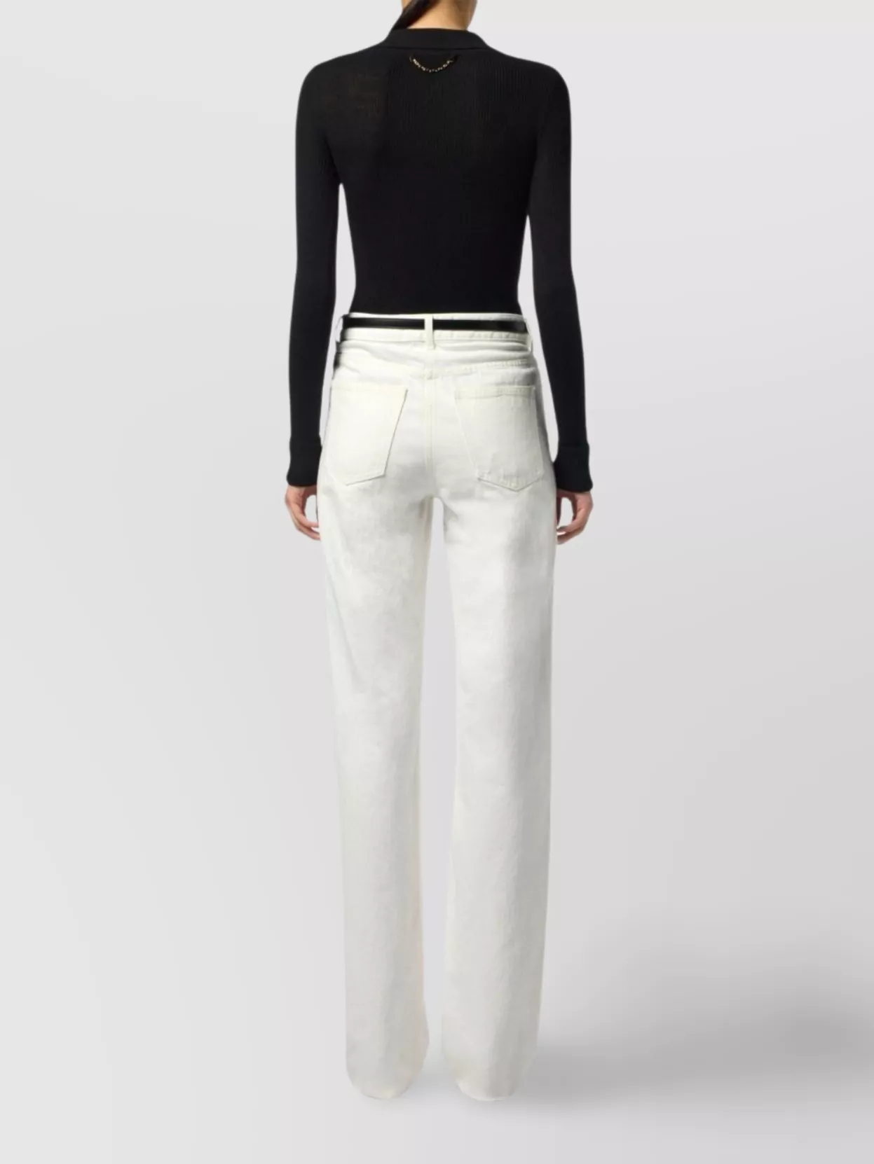 Elisabetta Franchi Collared Top With Ribbed Texture And Sleeves