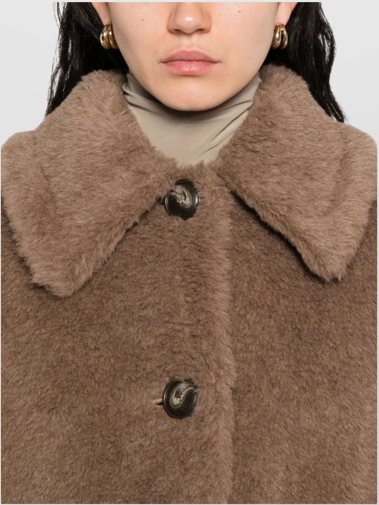 Max Mara Faux Fur Texture Capes With Large Collar