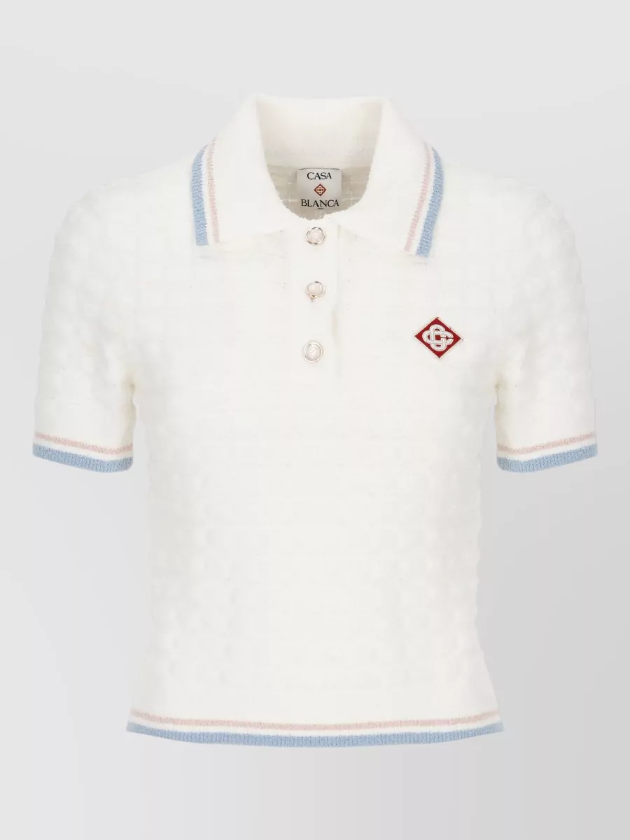Casablanca bouclé short-sleeve polo top