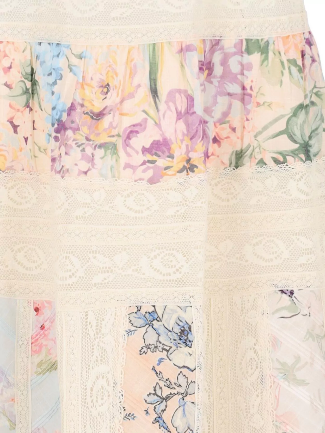 Zimmermann Floral Lace Patchwork Spaghetti Straps Dress