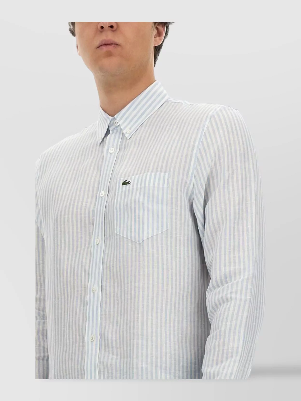 Lacoste Striped Logo Shirt Front Pocket