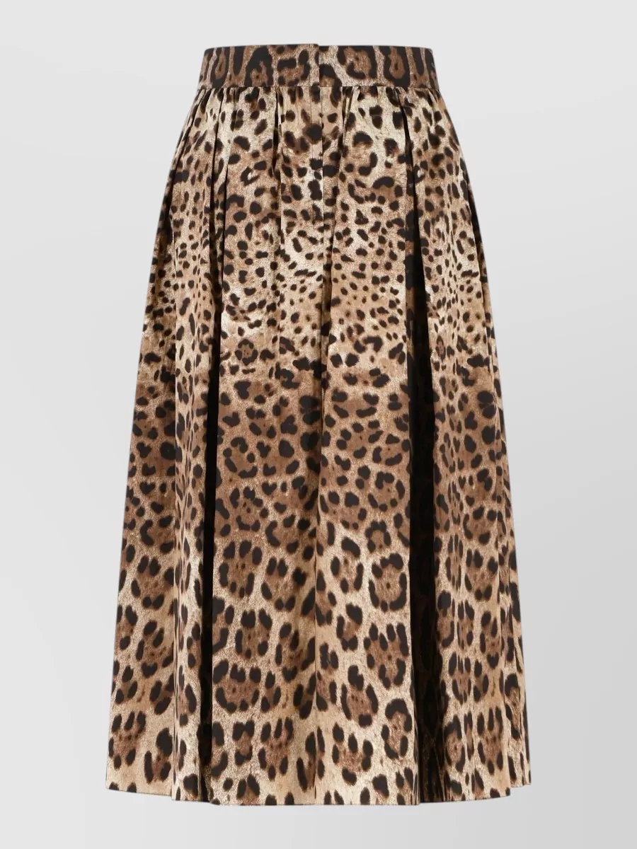 Dolce&Gabbana Leopard-Print Pleated Cotton Midi Skirt
