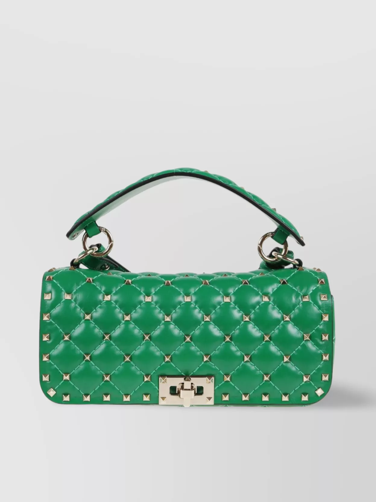Valentino Garavani Spike Studded Chain Strap Shoulder Bag In Green