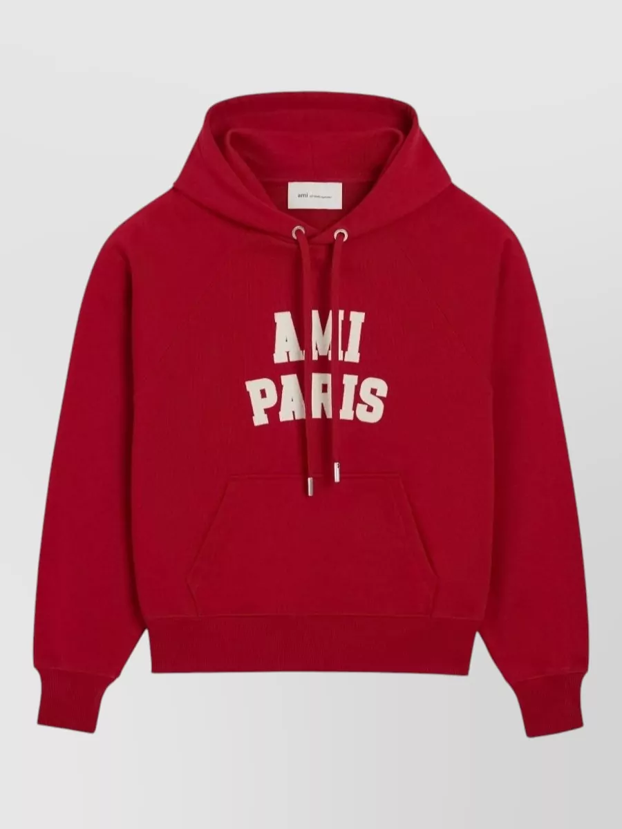 Ami Paris organic cotton logo hoodie