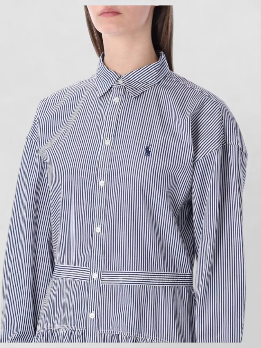 Polo Ralph Lauren Long Sleeve Striped Waist Dress