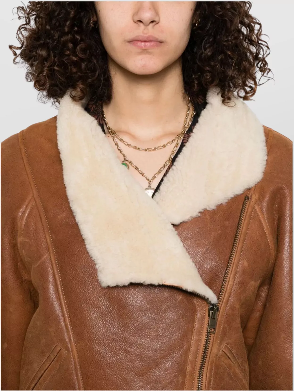 Isabel Marant Luxurious Shearling Leather Jacket With High Collar