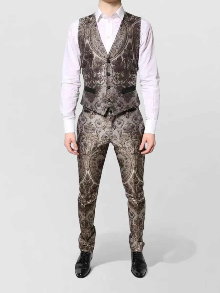 Dolce&Gabbana silk-blend jacquard slim-fit single-breasted three-piece tuxedo