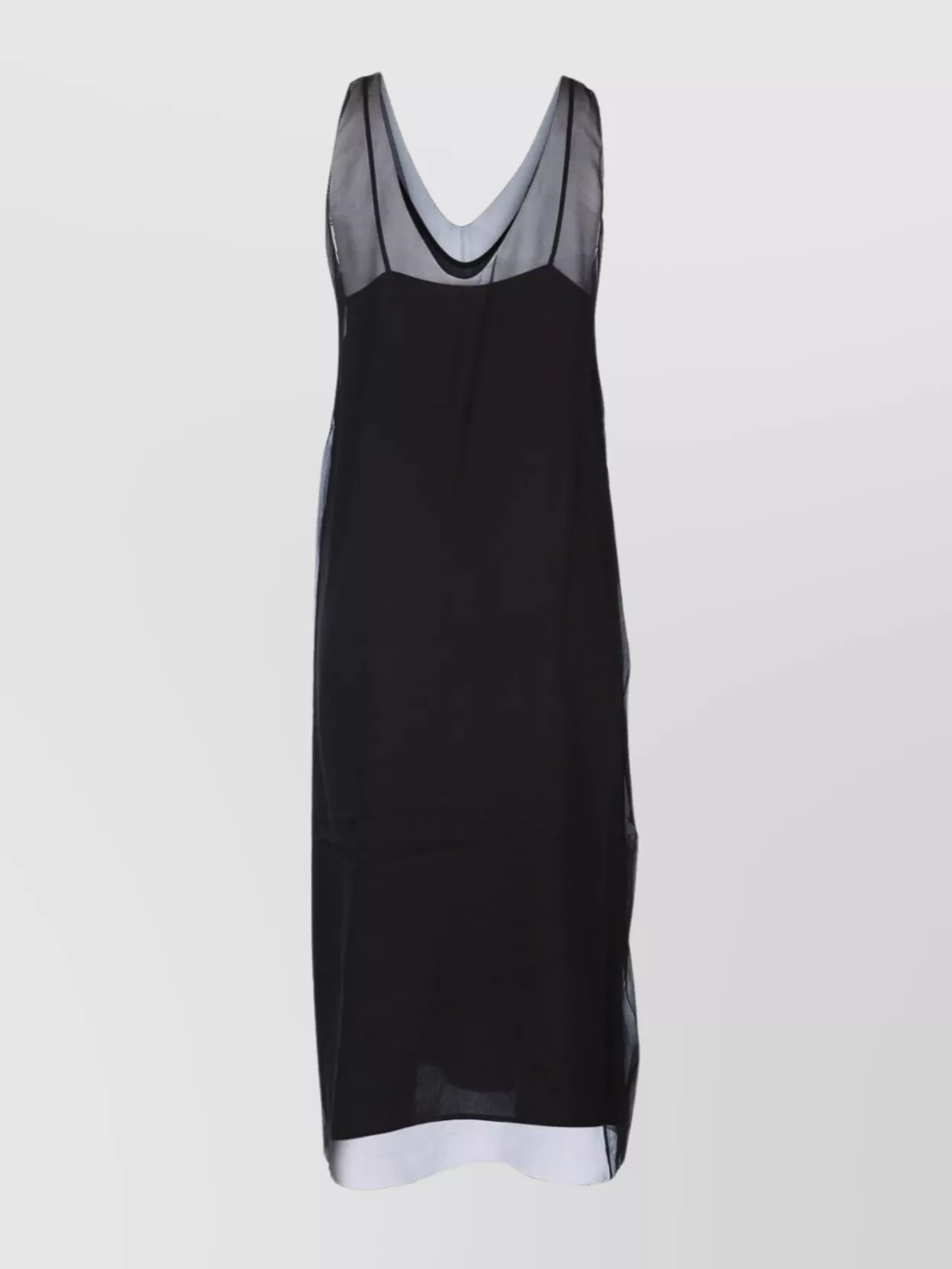 Totême Midi Dress With Sheer Overlay And V-neck In Black