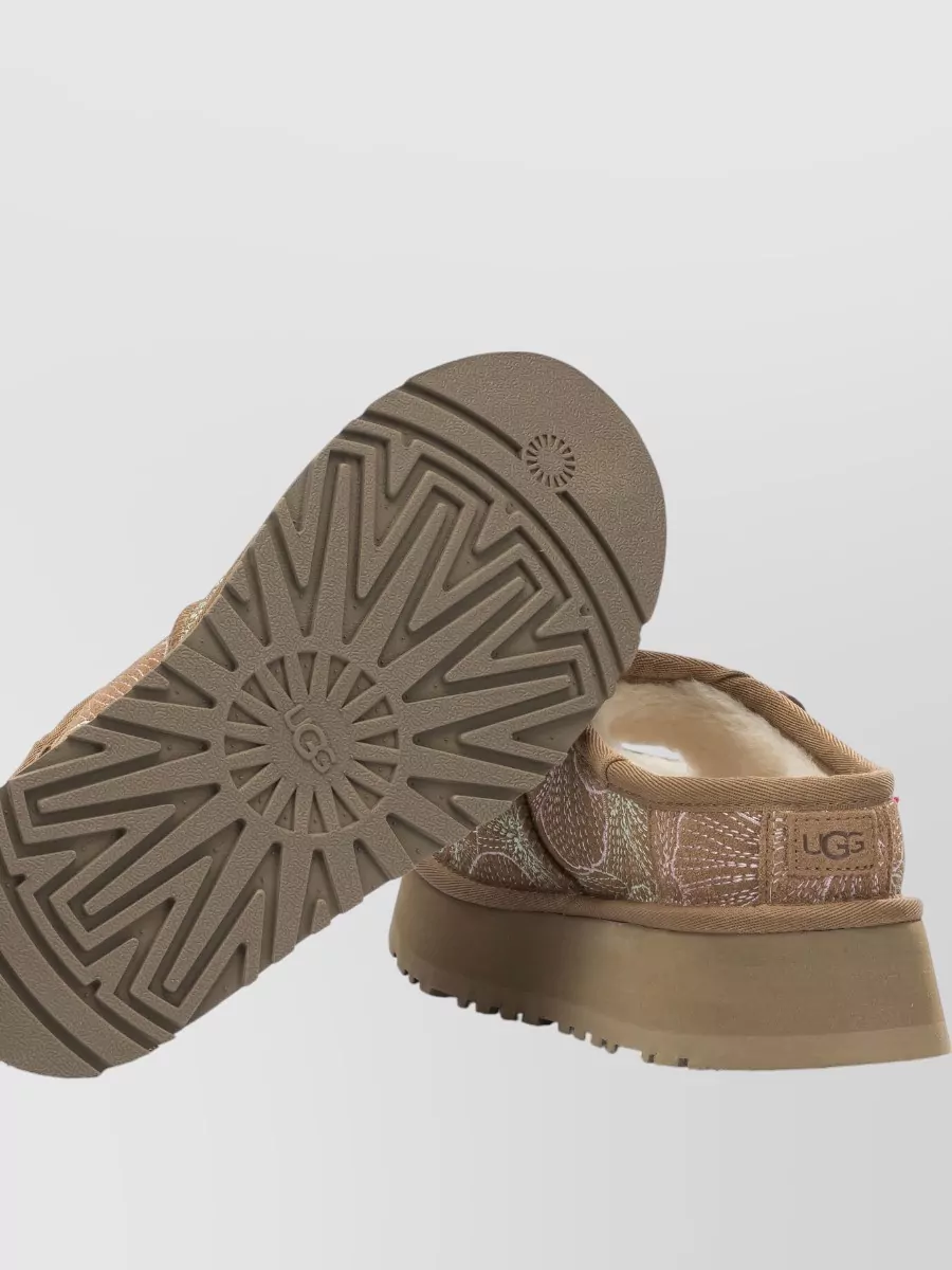 Ugg Suede Floral-Embroidered Platform Mary Jane Slippers
