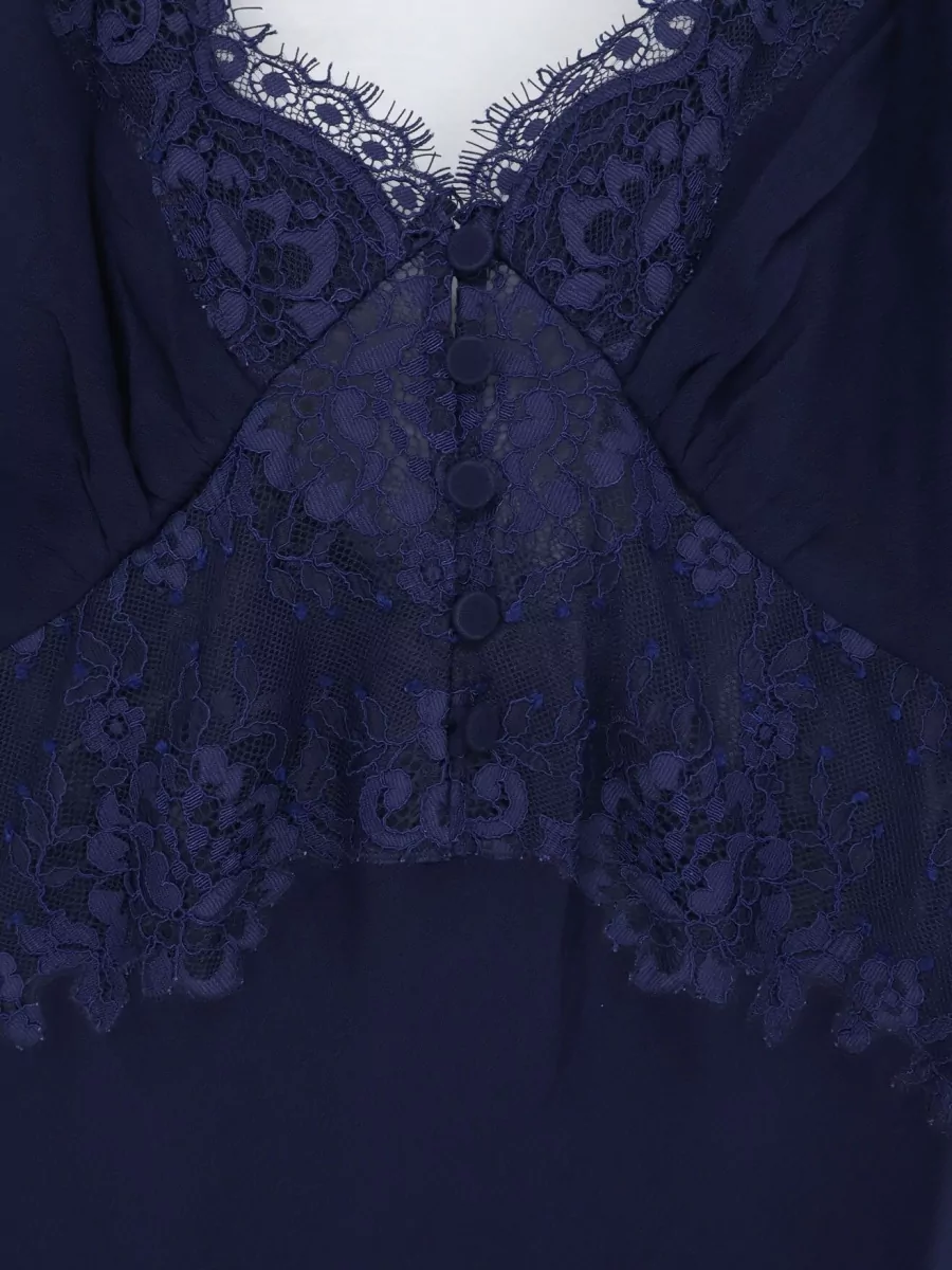 Self-Portrait Georgette Lace-Insert Maxi Dress