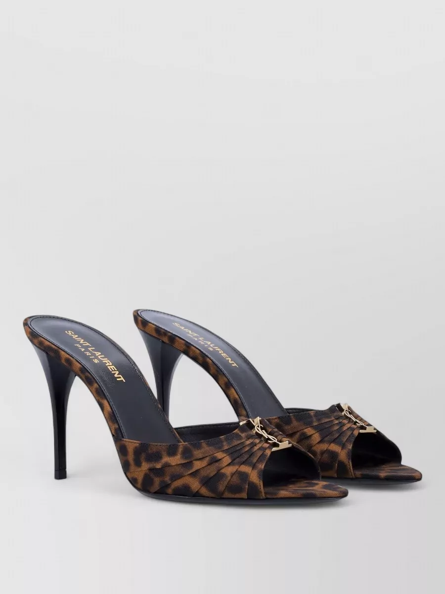 Saint Laurent leopard-print grosgrain mules
