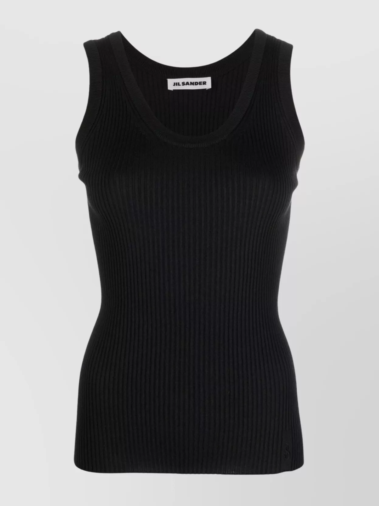 Jil Sander Ribbed Scoop Neck Sleeveless Top In Black