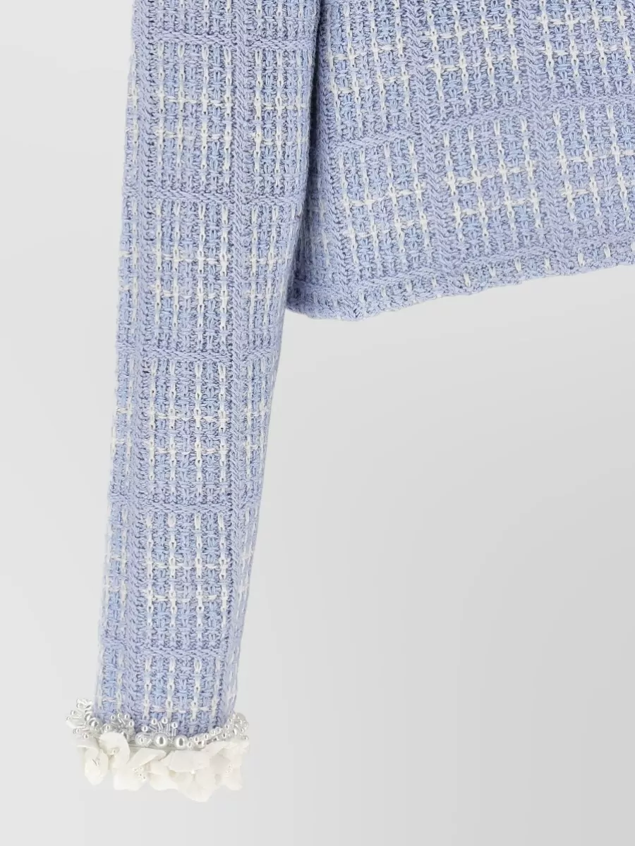 Self-Portrait Silk Blend Checked Cropped Jacket