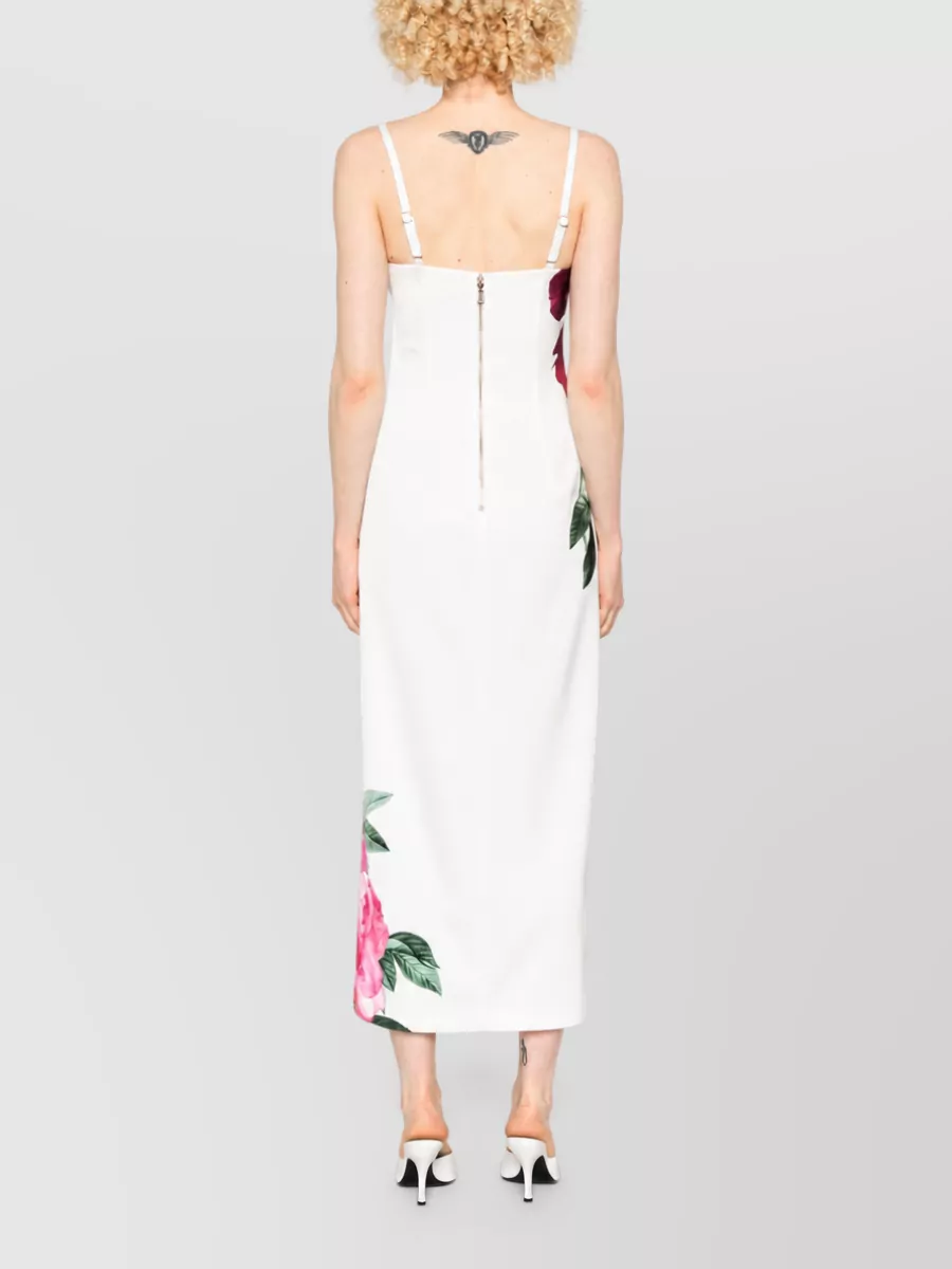 Alice + Olivia Floral-Print Side-Slit Midi Dress