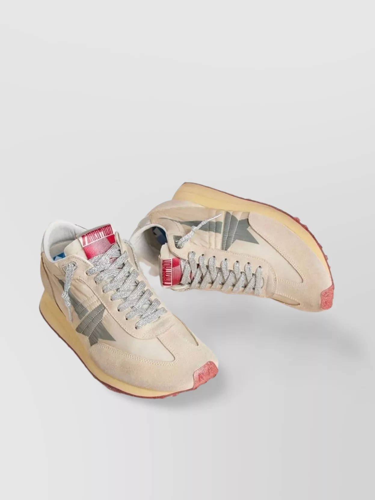 Golden Goose Low Top Sneakers With Suede And Mesh Panels In Neutral