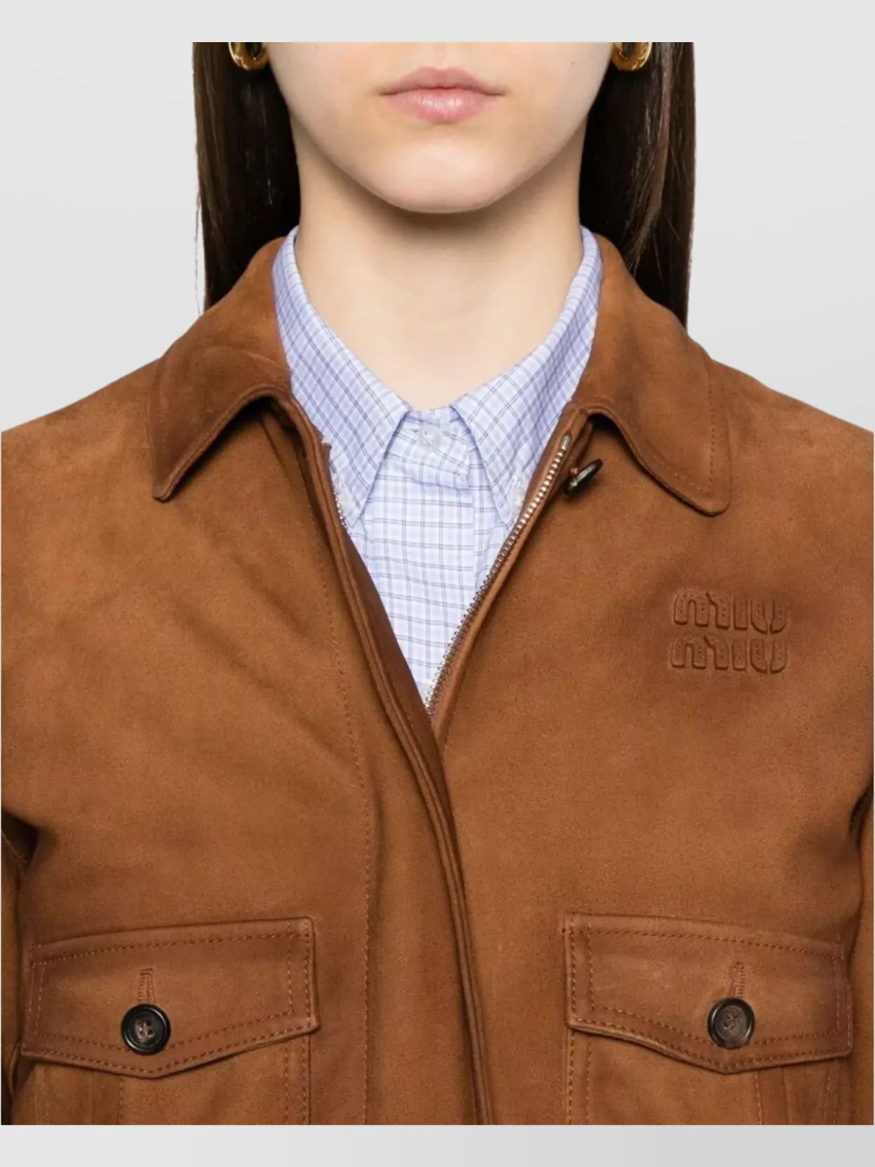 Miu Miu Suede Leather Jacket Pockets