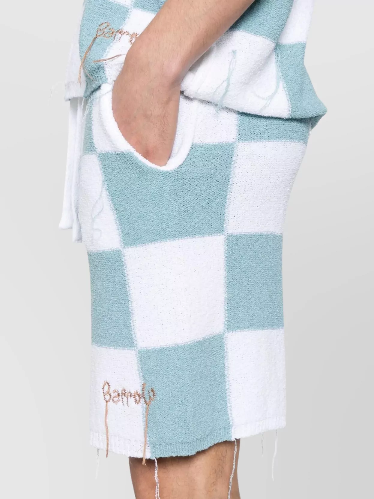 BARROW KNITTED CHECKERED SHORTS DRAWSTRING WAIST