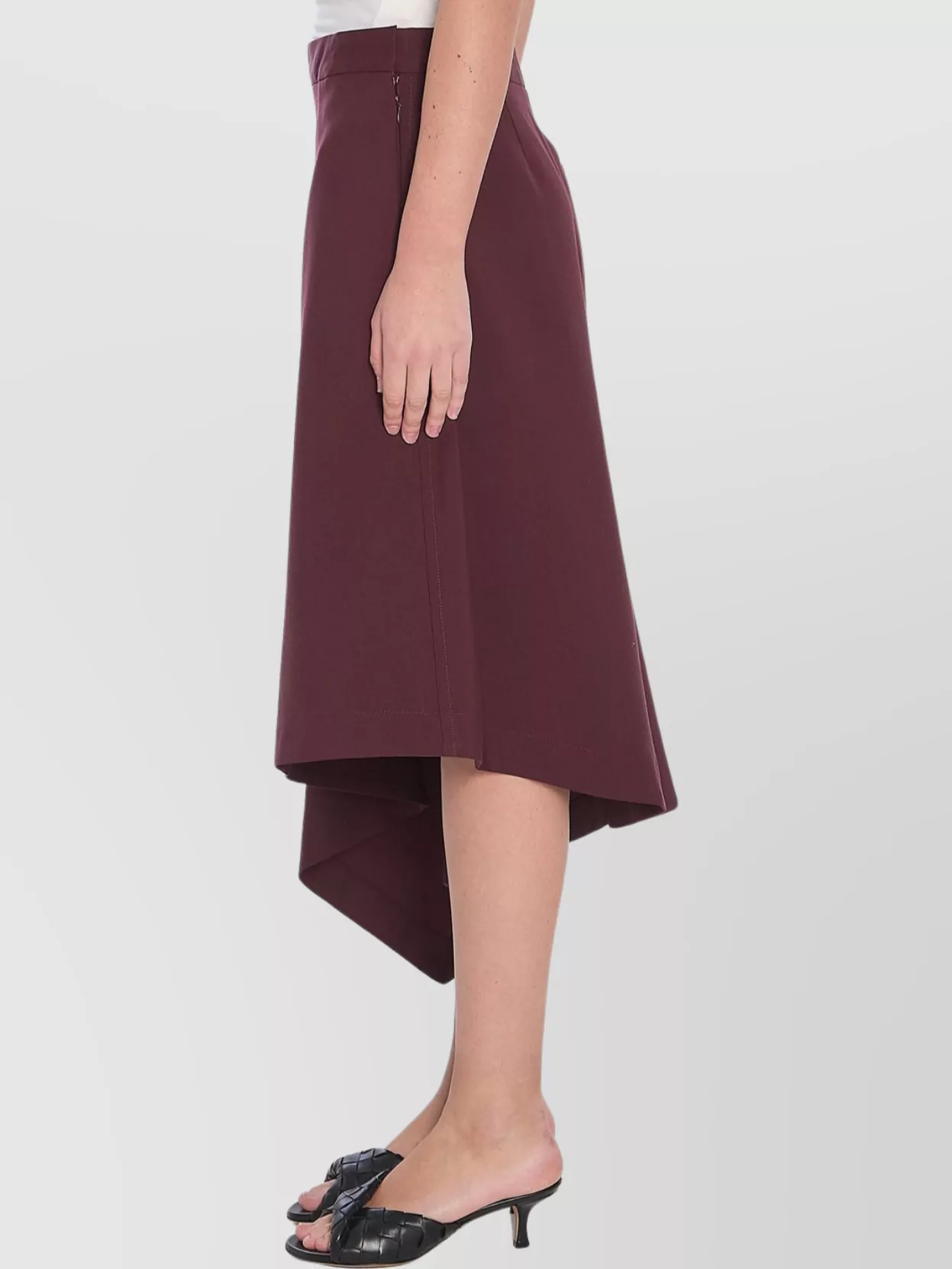 Bottega Veneta Tailored Wool Midi Skirt In Burgundy
