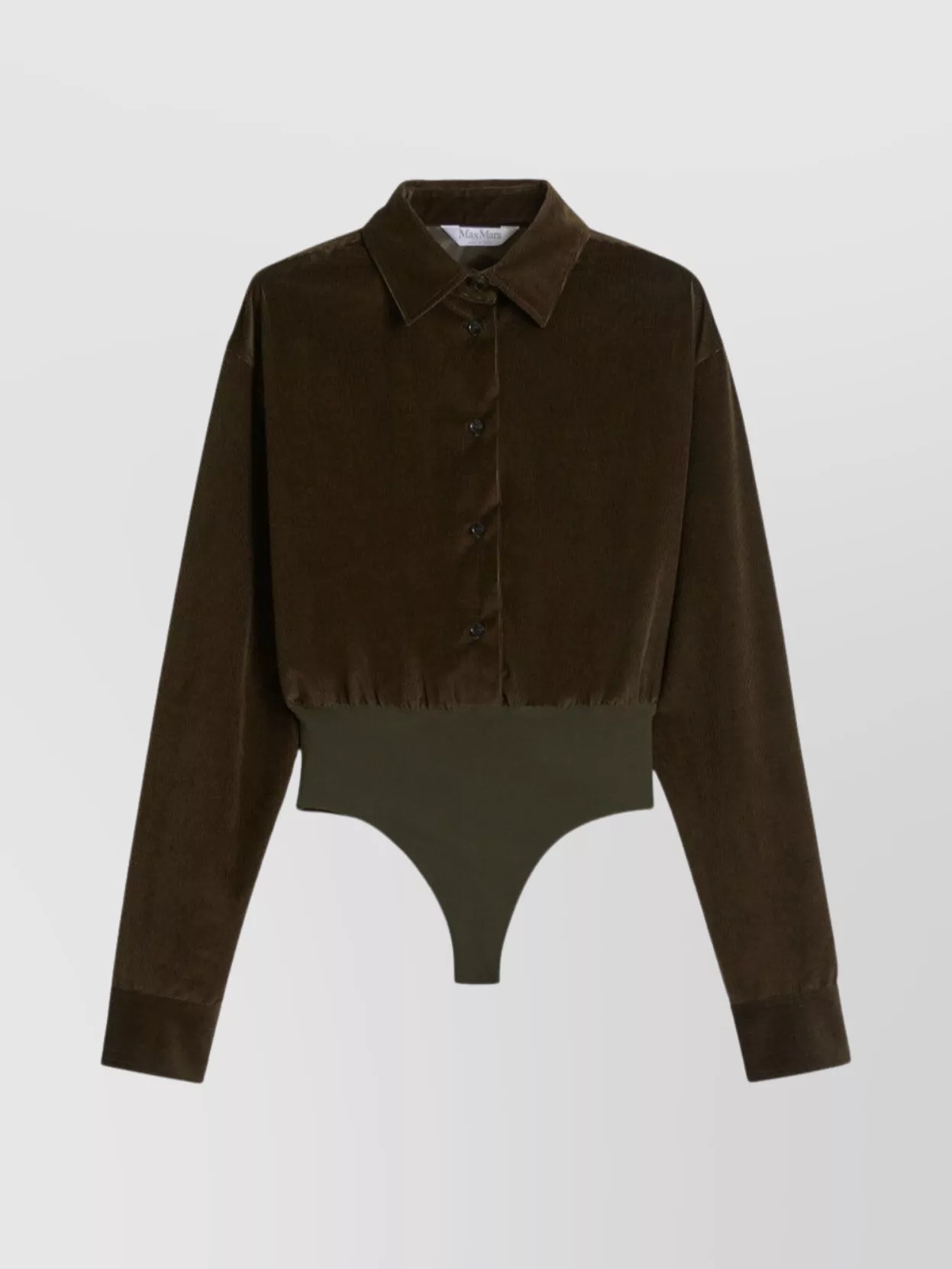 Max Mara Velvet Bodysuit Tulle Thong In Brown