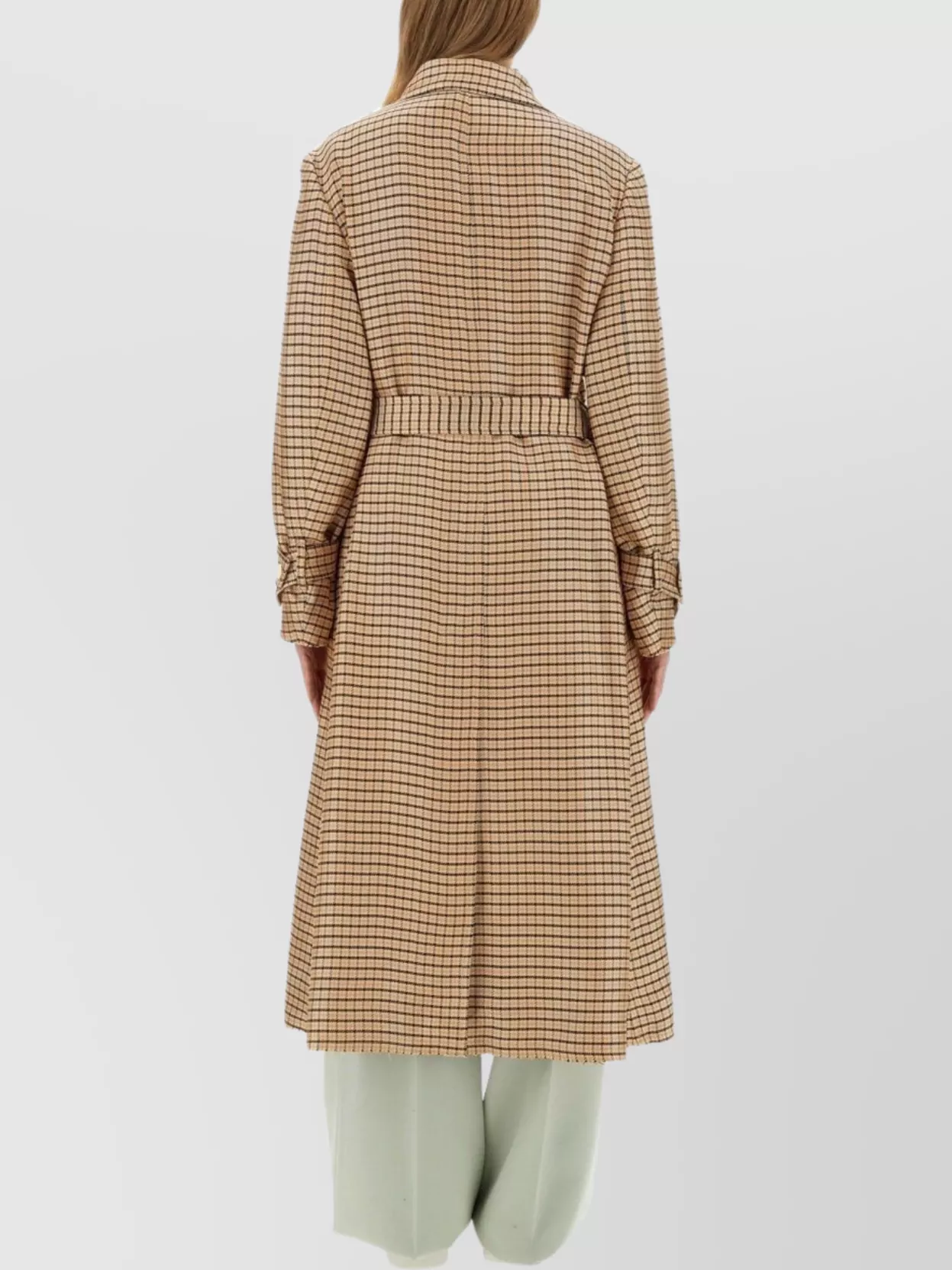 Lanvin Waist Belted Checked Trench Coat