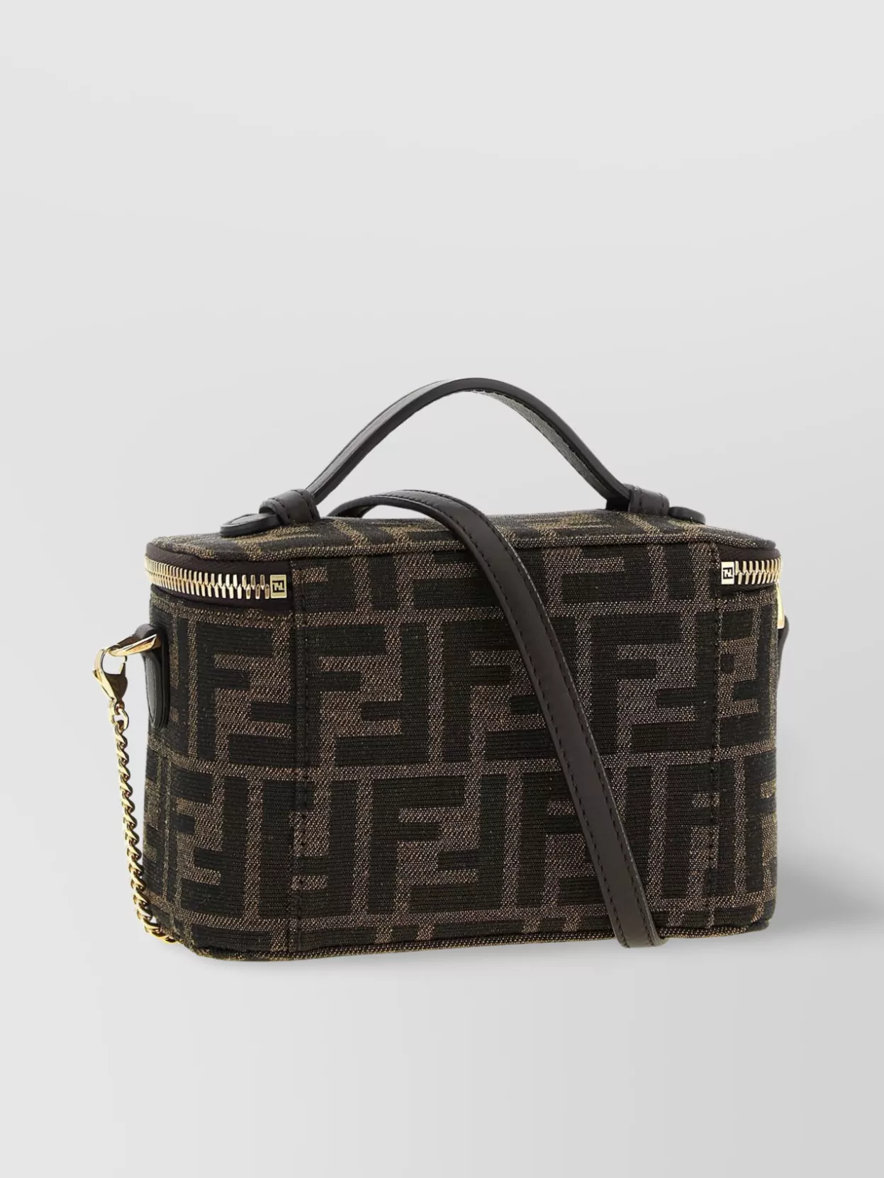 Fendi Vanity Handbag With Chain Strap And Top Handle