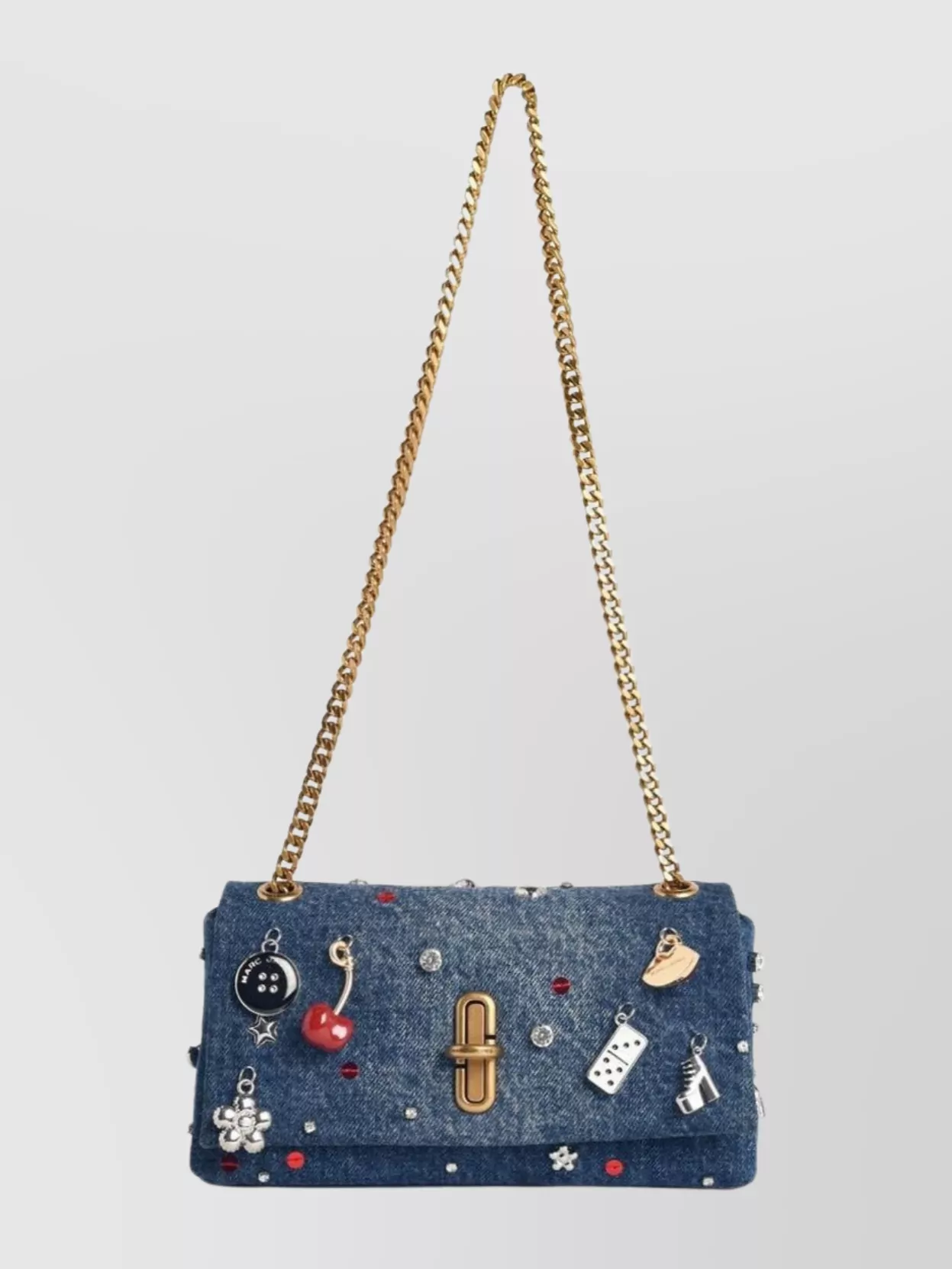 Marc Jacobs Mini Double Chain Shoulder Bag In Blue