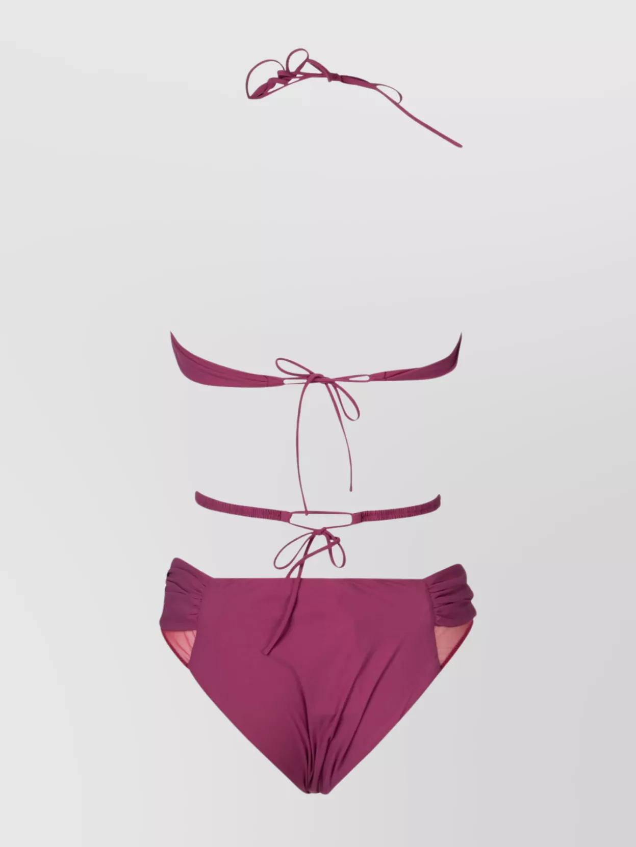 Nensi Dojaka Adjustable Strap High-cut Ruched Swimsuit In Pink