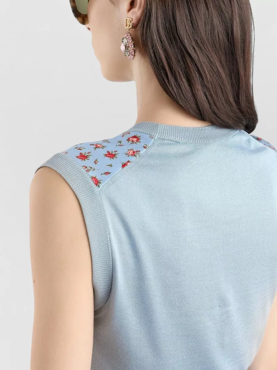 Dolce&Gabbana Sleeveless Crew Neck Knit Floral Top