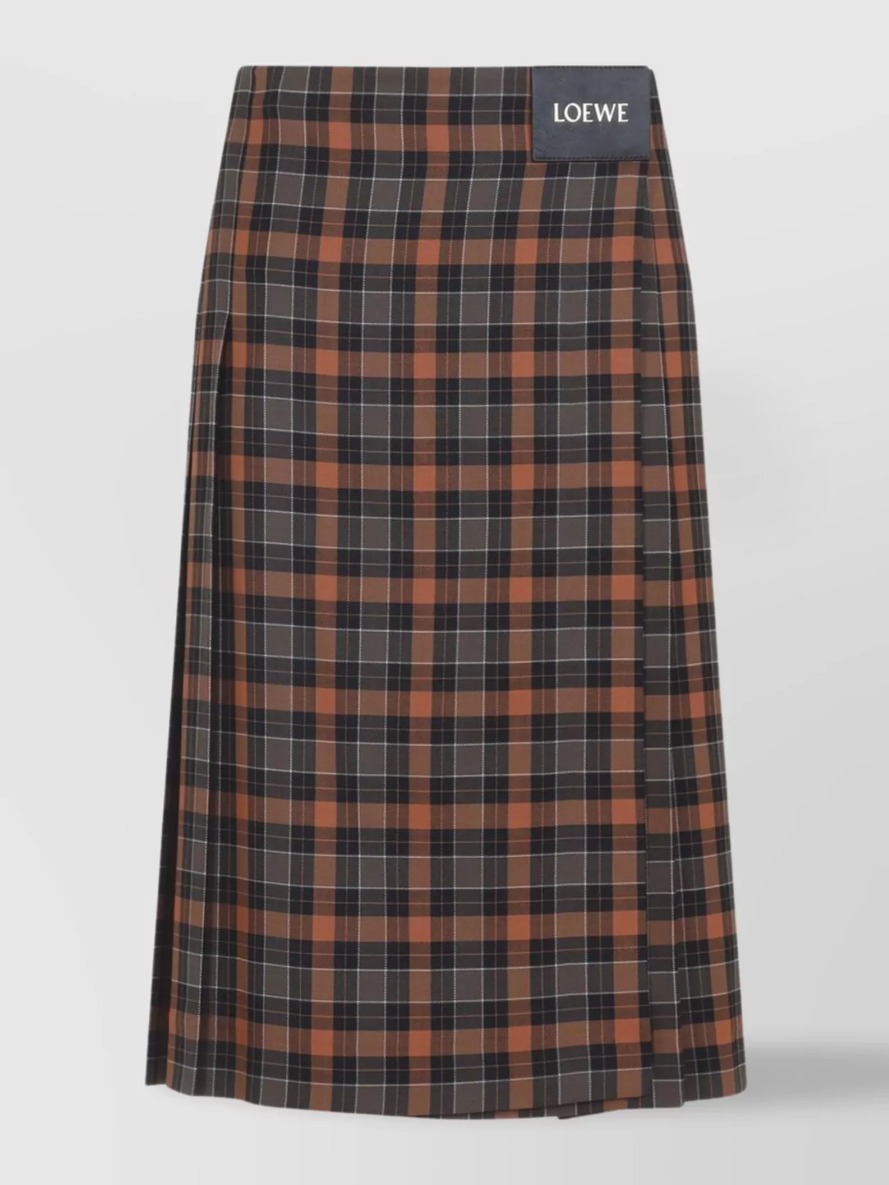 Loewe Vibrant Plaid Midi Skirt In Premium Polyester-wool Blend In Multi