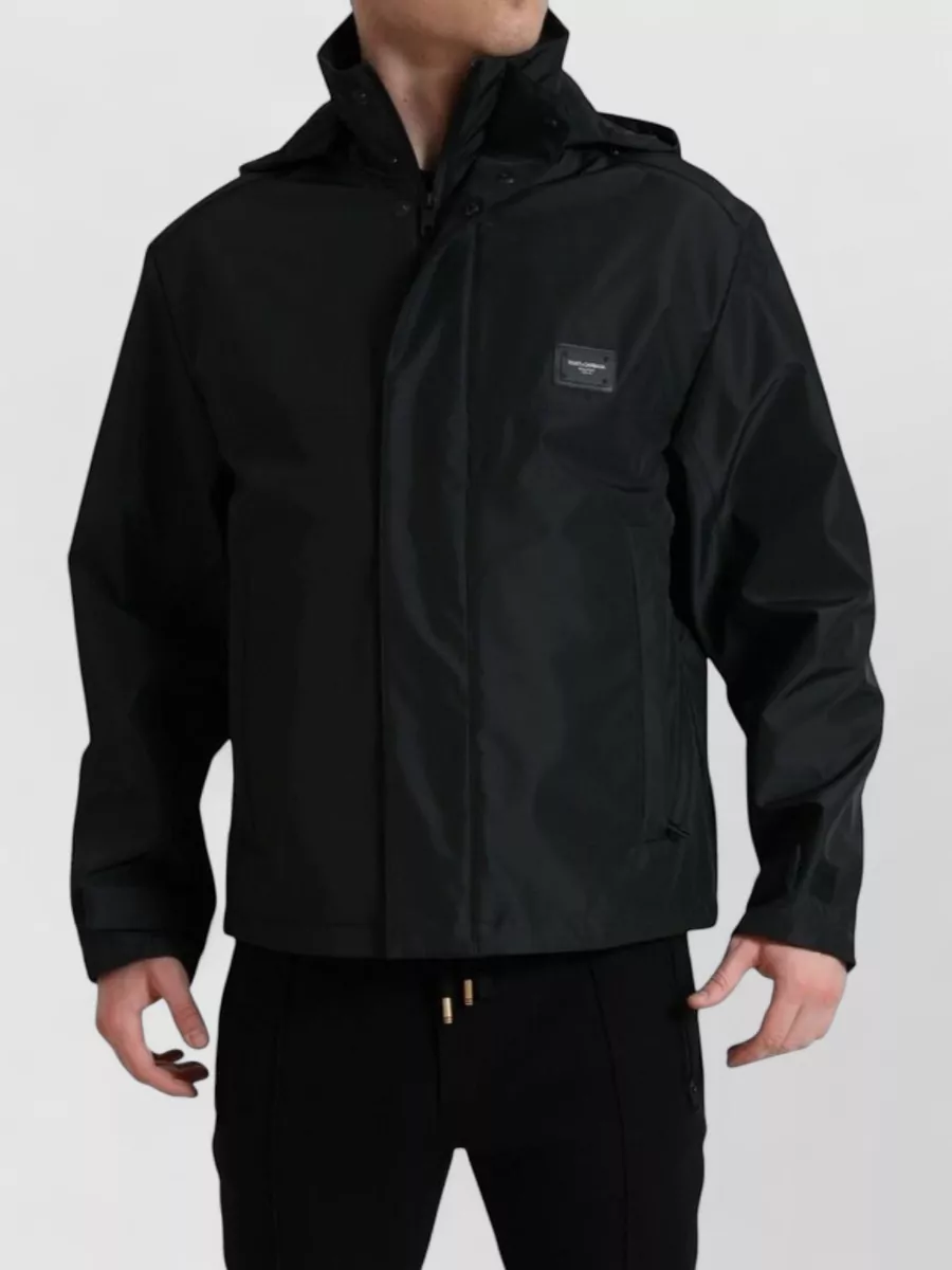Dolce&Gabbana hooded logo-plaque raincoat