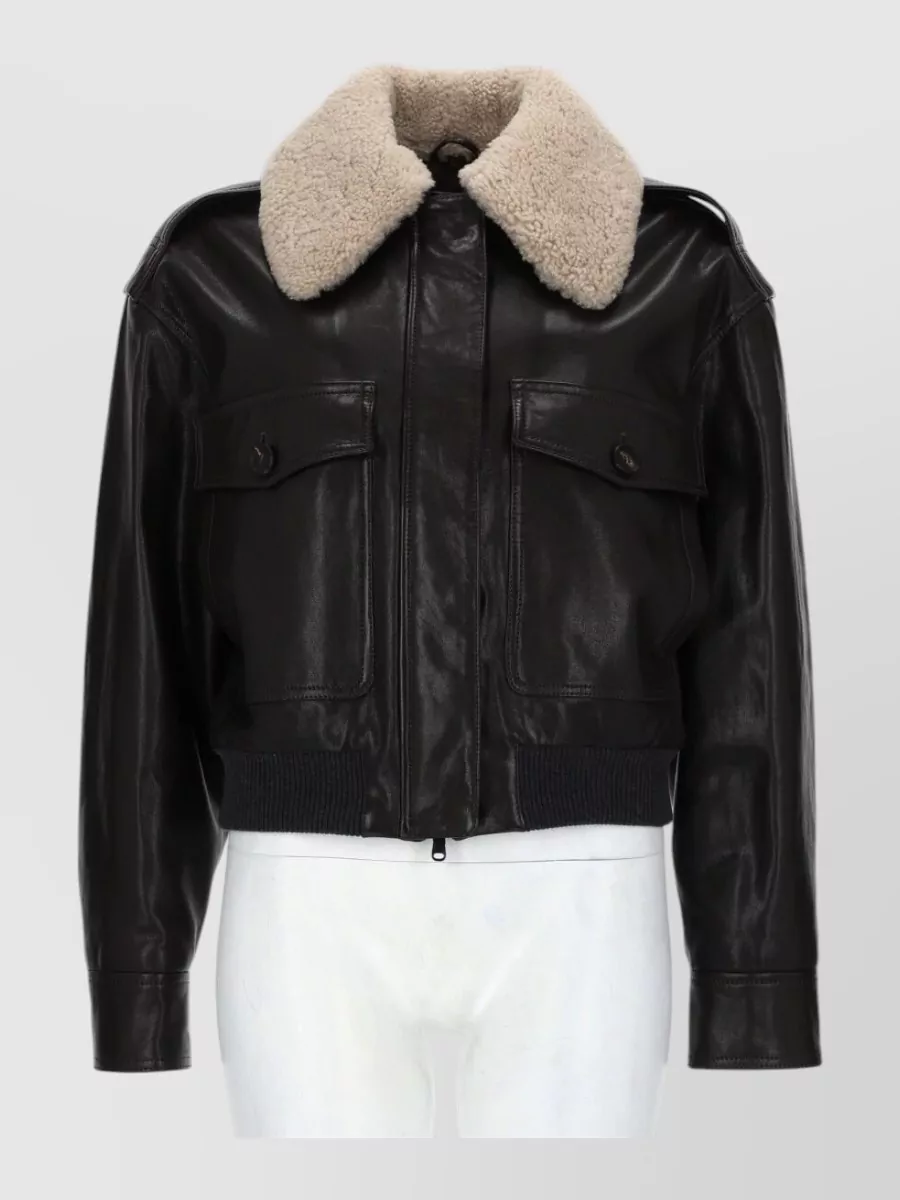 Brunello Cucinelli leather bomber jacket